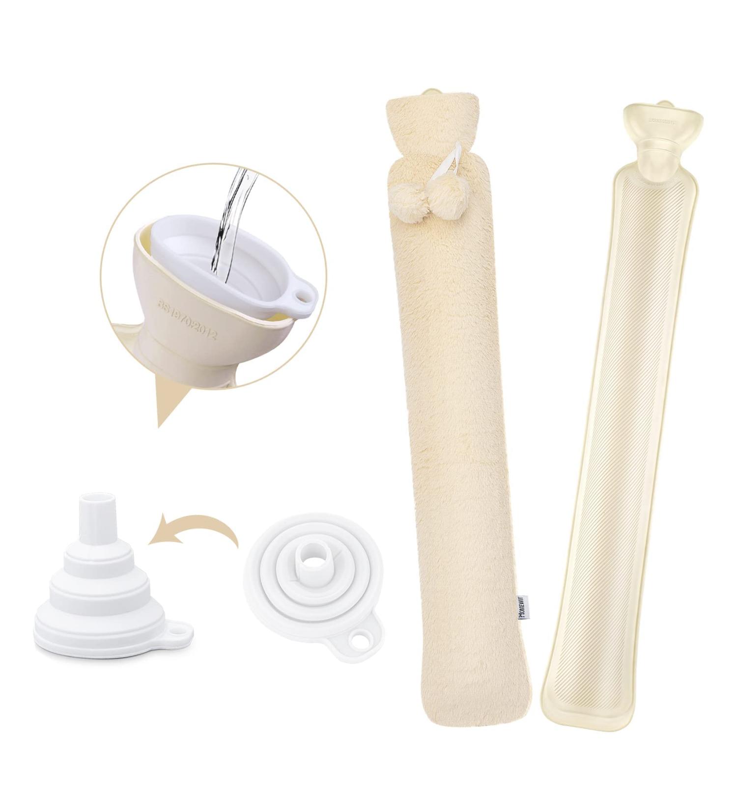 HomeWit 2L Large Hot Water Bottle with Soft Cover - Versatile Hose Heat Bottle for Waist Shoulder and Neck - Comfortable Champagne Color - Buy Online on GoSupps.com
