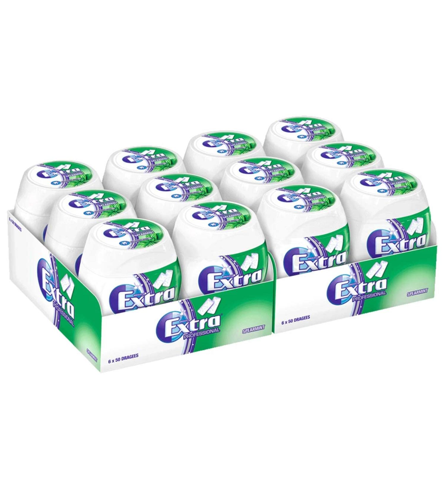 12 cans of Wrigley's Extra Professional Spearmint without sugar 50 dragees each