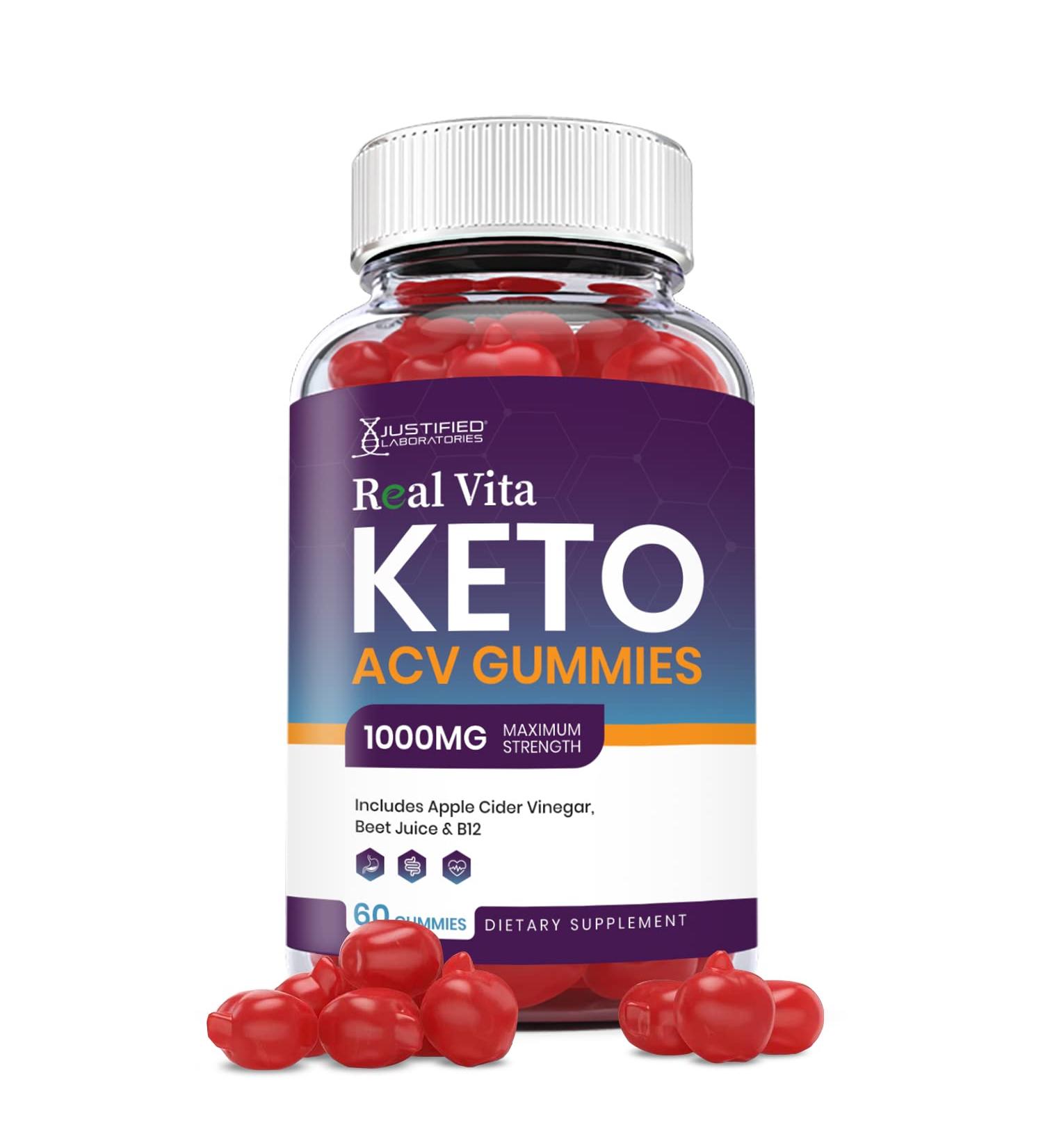 Real Vita Keto ACV Gummies 1000MG with Pomegranate Juice, Beet Root and B12 - 60 Gummys - Buy Online on GoSupps.com