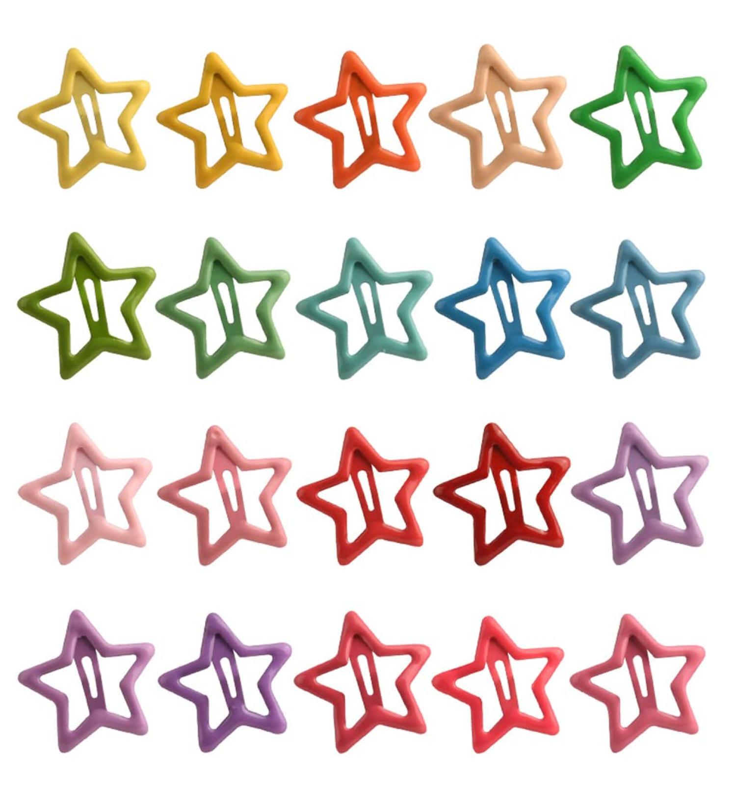 20-Piece Multicolor Metal Hair Snap Clips for Women - Star Hair Barrettes | Hair Accessories - Buy Online on GoSupps.com