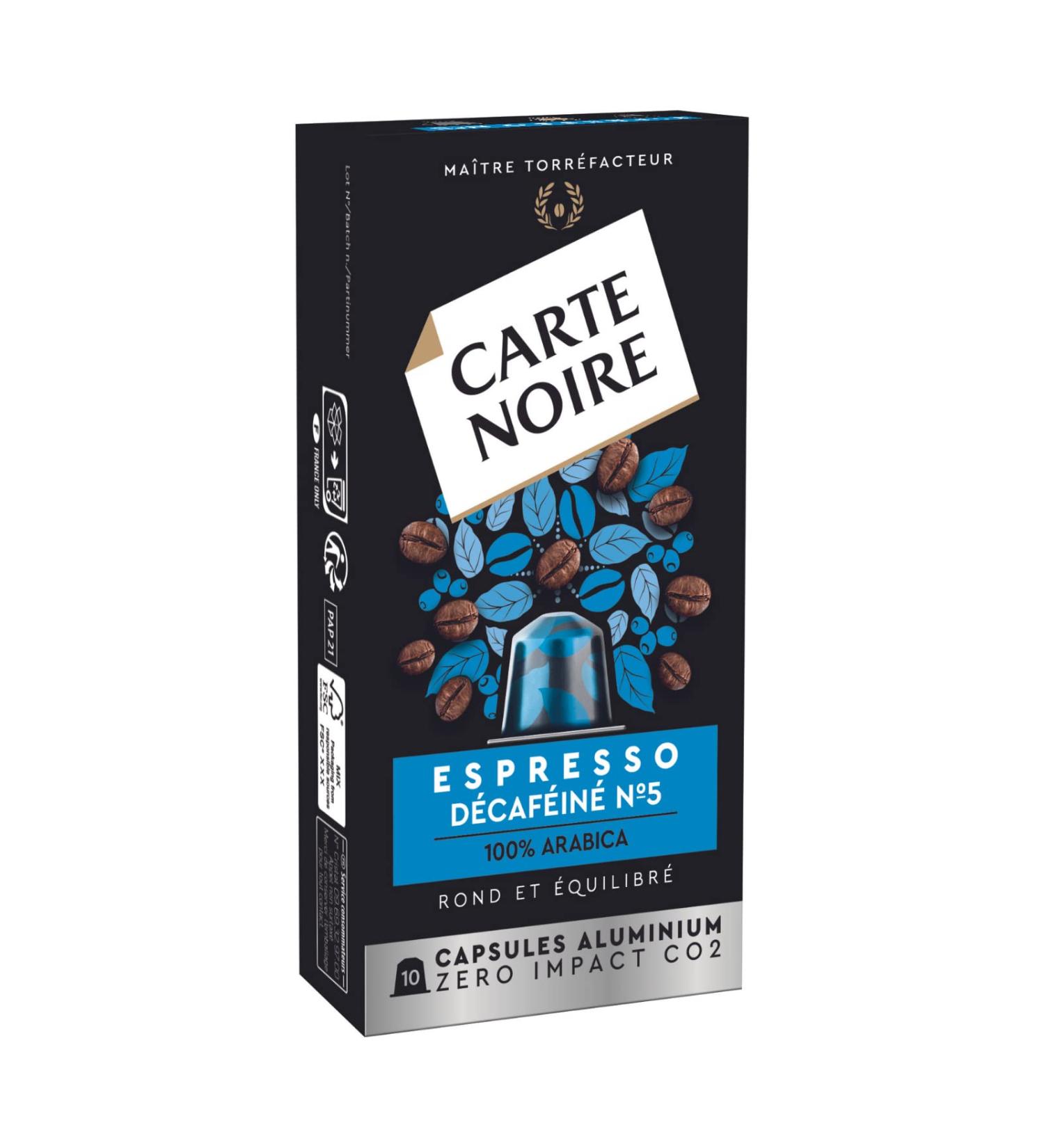 Carte Noire Coffee Capsules Compatible with Nespresso Decaffeinated Espresso - Box of 10