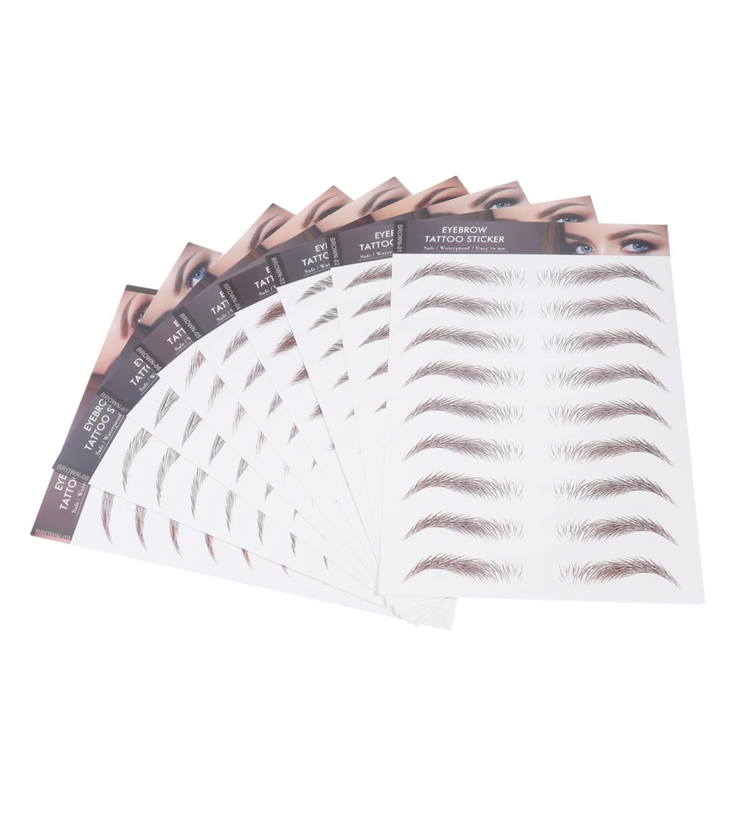 Healeved 9 Sheets Imitation Eco Eyebrow Sticker Eyebrow Blond Tattoos 4 Stick on Transfer Stickers 21.5X14.5cm Brown - Buy Online on GoSupps.com