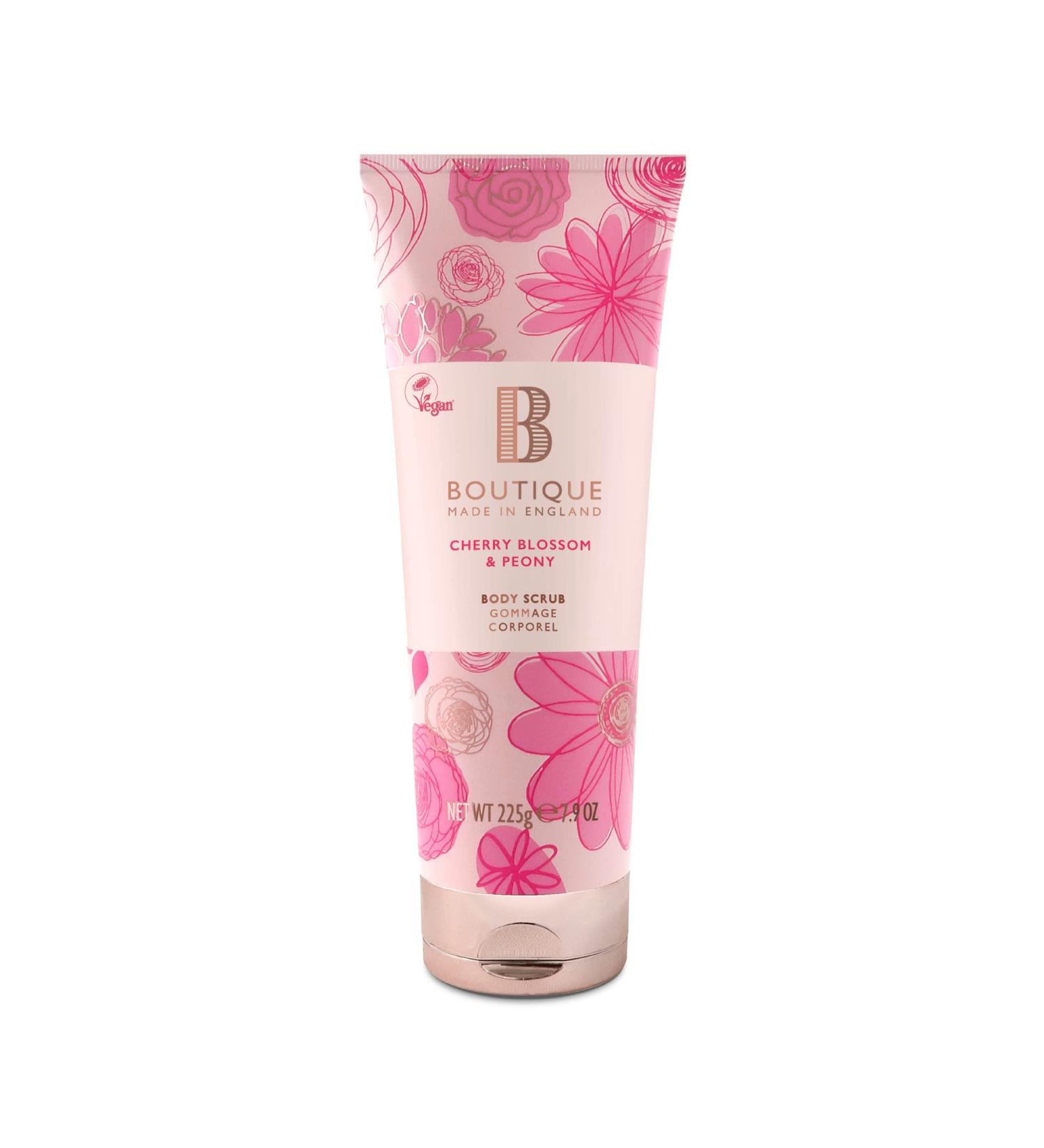 Buy Boutique Cherry Blossom & Peony Body Scrub - 225g | Soft & Smooth Skin | International Shipping - Buy Online on GoSupps.com