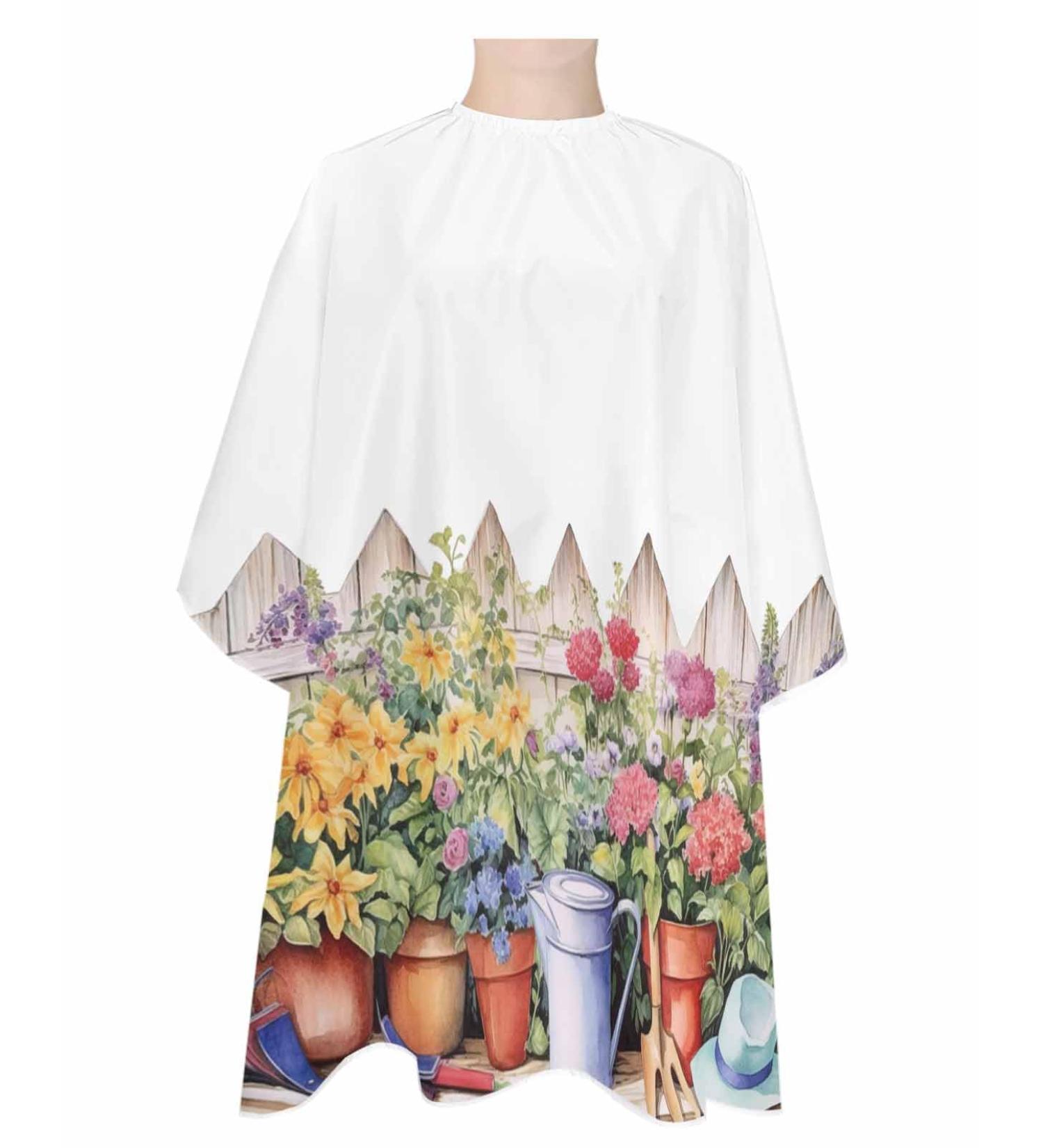 Floral Botanical Barber Cape - Stylish Hair Cutting Cape for Women Men & Kids | Adjustable Elastic Neckline | Summer Watercolor Garden Design - Buy Online on GoSupps.com