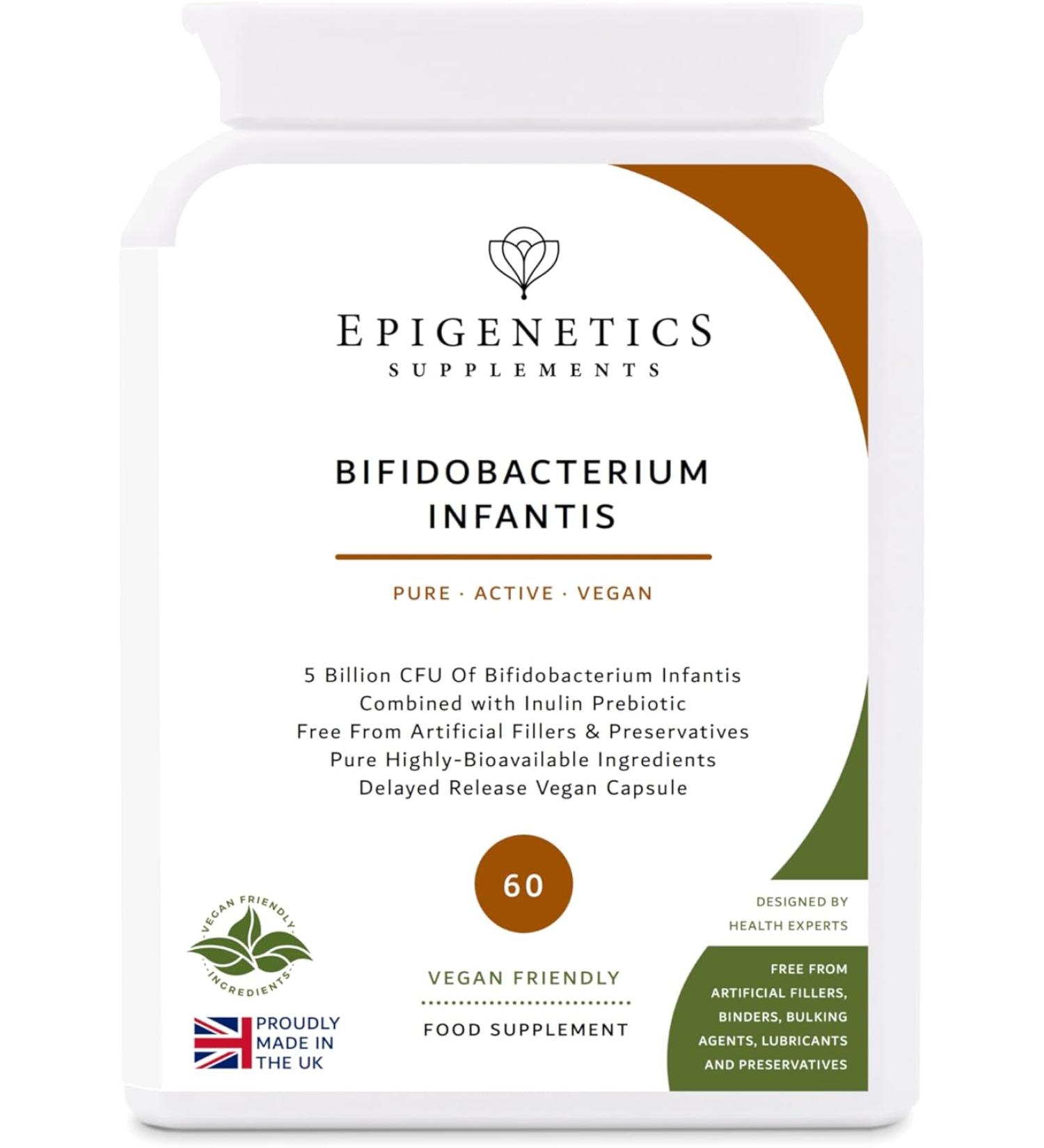 Bifidobacterium Infantis | 5 Billion CFU Probiotic + Jerusalem Artichoke Prebiotic (Inulin) | 60 Vegan Delayed Release Capsules UK Made | 2 Month Supply - Buy Online on GoSupps.com