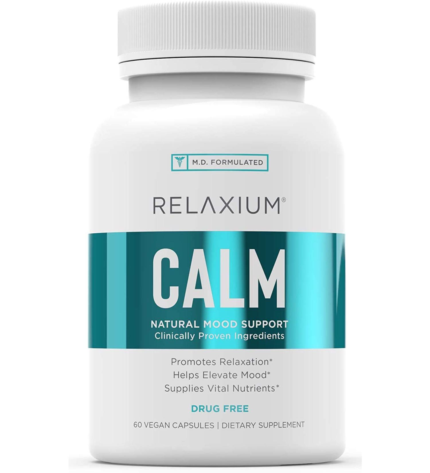 Relaxium Calm - All Natural Stress & Mood Support Supplement with Ashwagandha, 5-HTP, GABA - 60 Vegan Capsules - Buy Online on GoSupps.com
