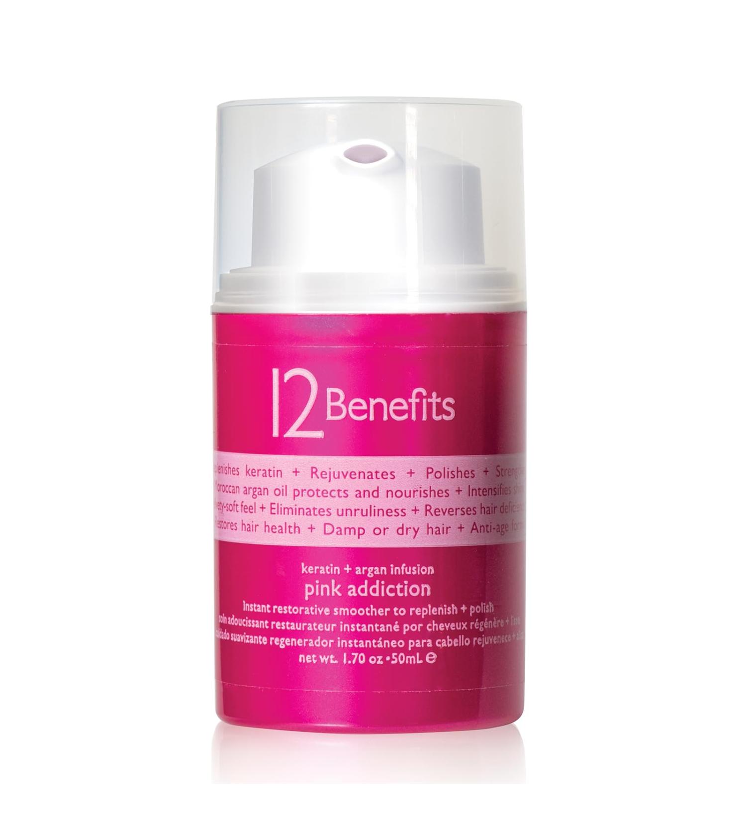 Buy 12 Benefits Pink Addiction Balm - 1.7 Fl Oz | Keratin & Argan Oil Hair Cream for Frizz-Free Styling & Hair Rejuvenation - Shop Internationally - Buy Online on GoSupps.com
