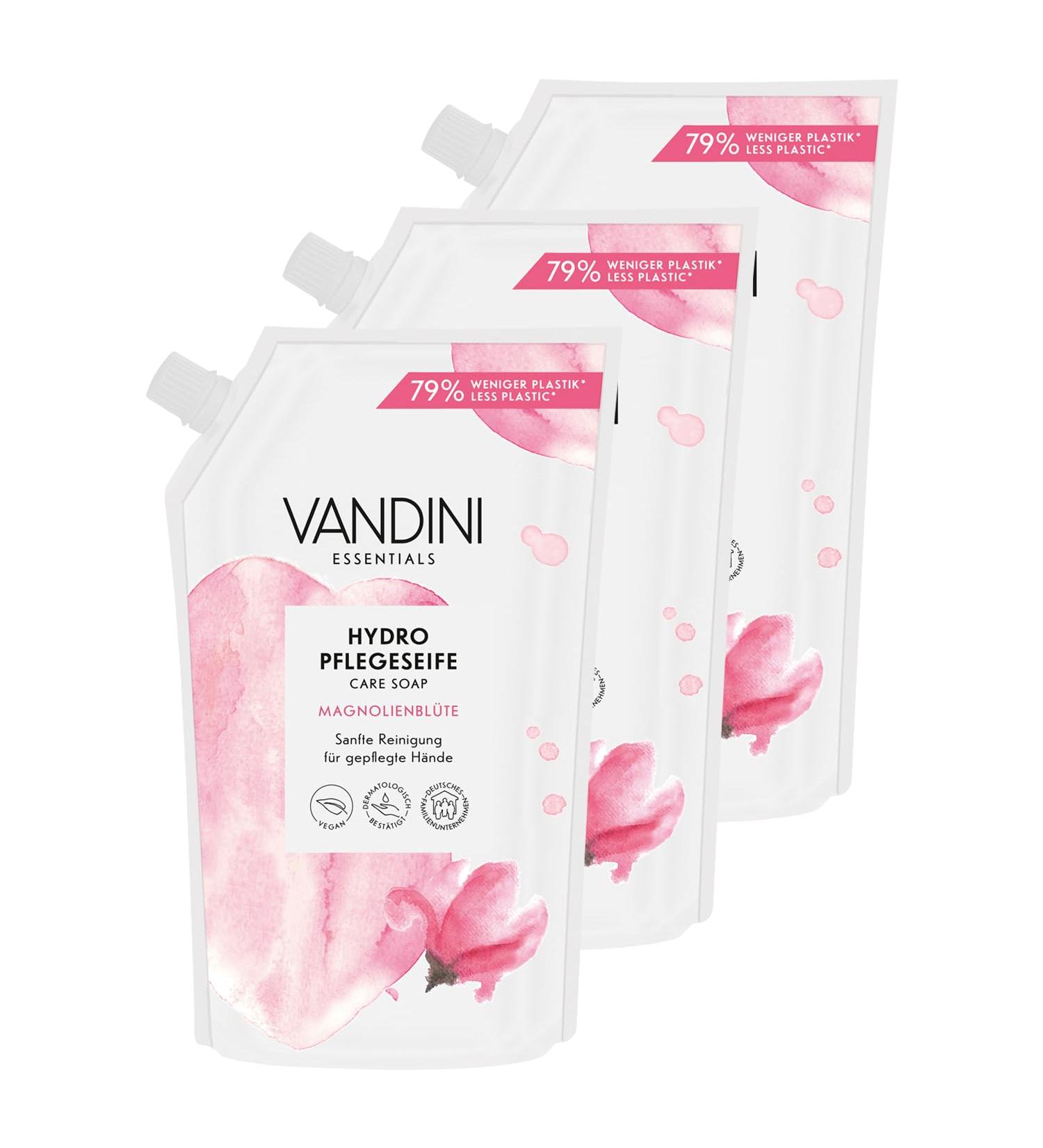  VANDINI VANDINI 3-Pack Hydro Soap Refills with Magnolia Blossom Scent - 500ml - Made in Germany - Vegan Liquid Soap Refill - Hand Soap Refill for Gentle Cleansing - Buy Online on GoSupps.com