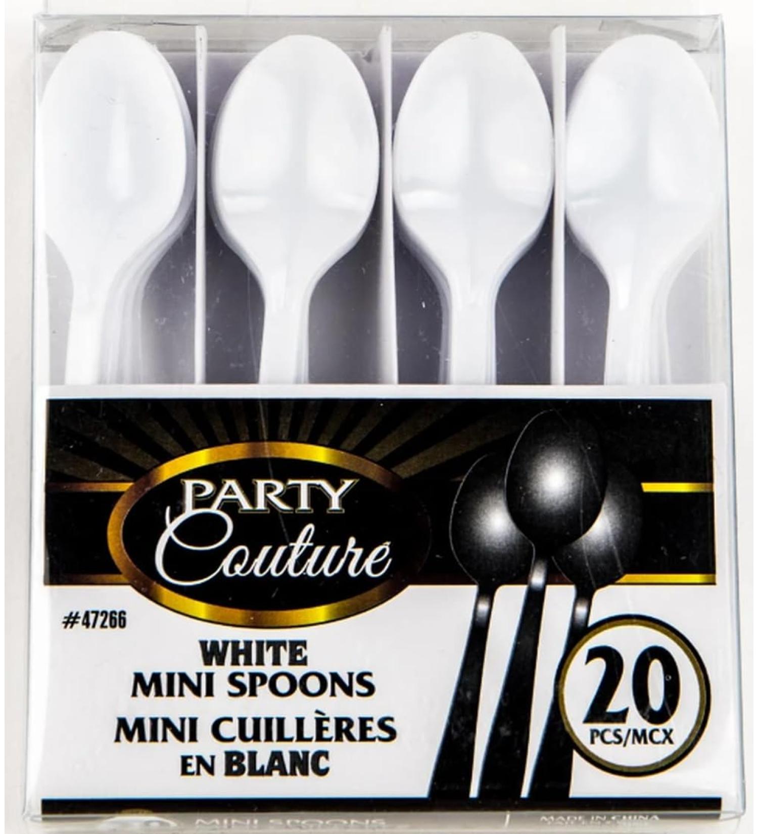 Mini Spoon for Desserts Cakes - 20 White Disposable Mini Spoon - Ideal for Parties Weddings and Food Tasting Samples - Appetizer Spoon Fruit Cheese - Buy Online on GoSupps.com