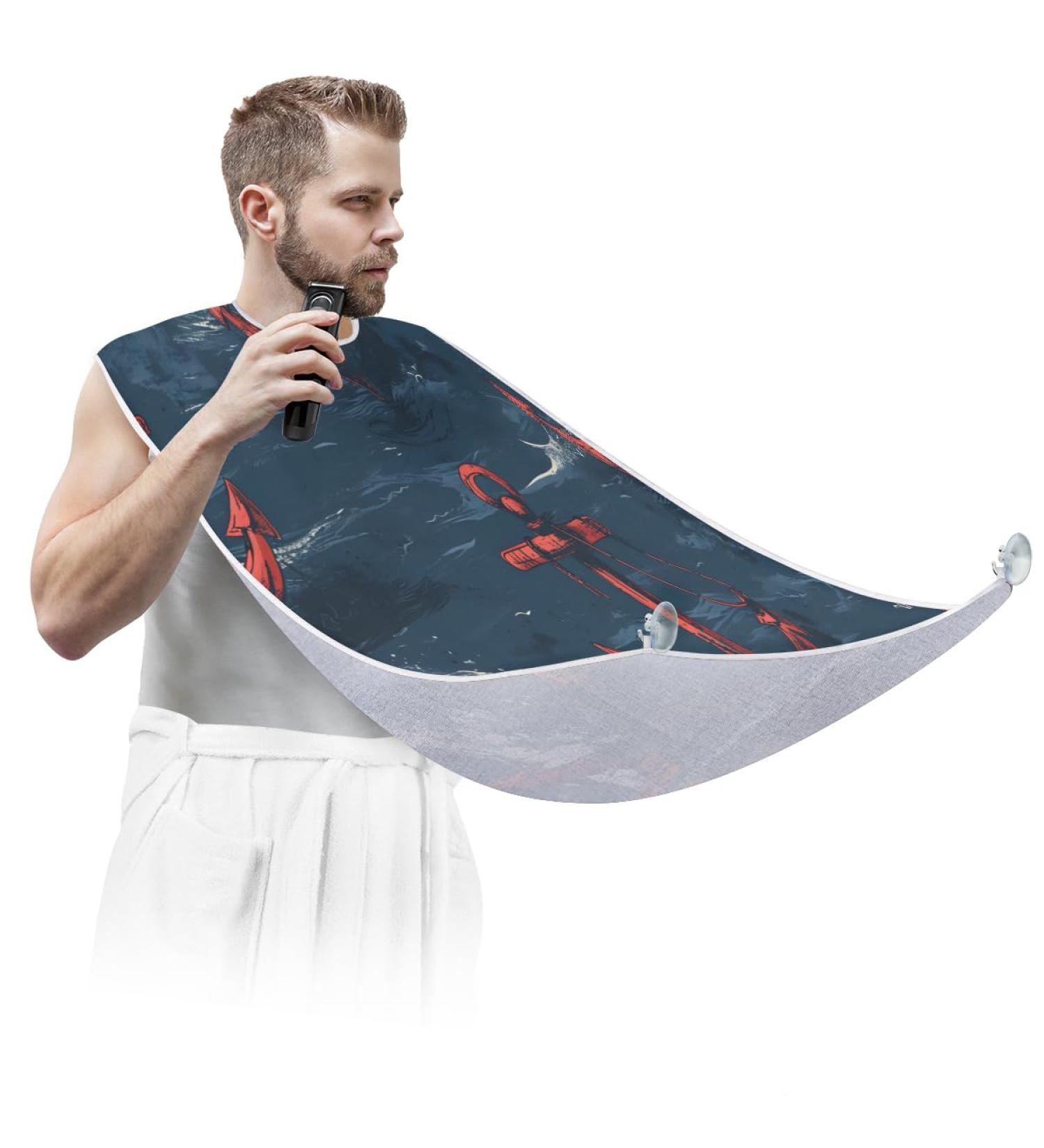 Beard Bib Apron | Beard Hair Catcher for Men | Perfect Father's Day & Christmas Gift - Ocean Red Anchor - Buy Online on GoSupps.com