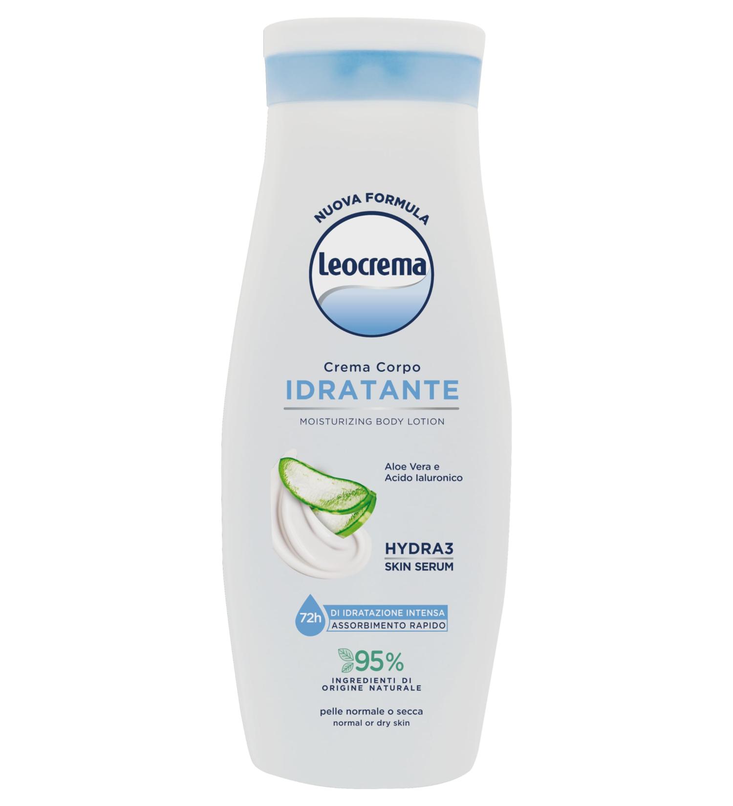 Leocrema Leocrema - Moisturizing body cream with Aloe Vera Hyaluronic Acid and Hydra 3 Skin Serum 72 Hour Hydration Fast Absorption 400ml