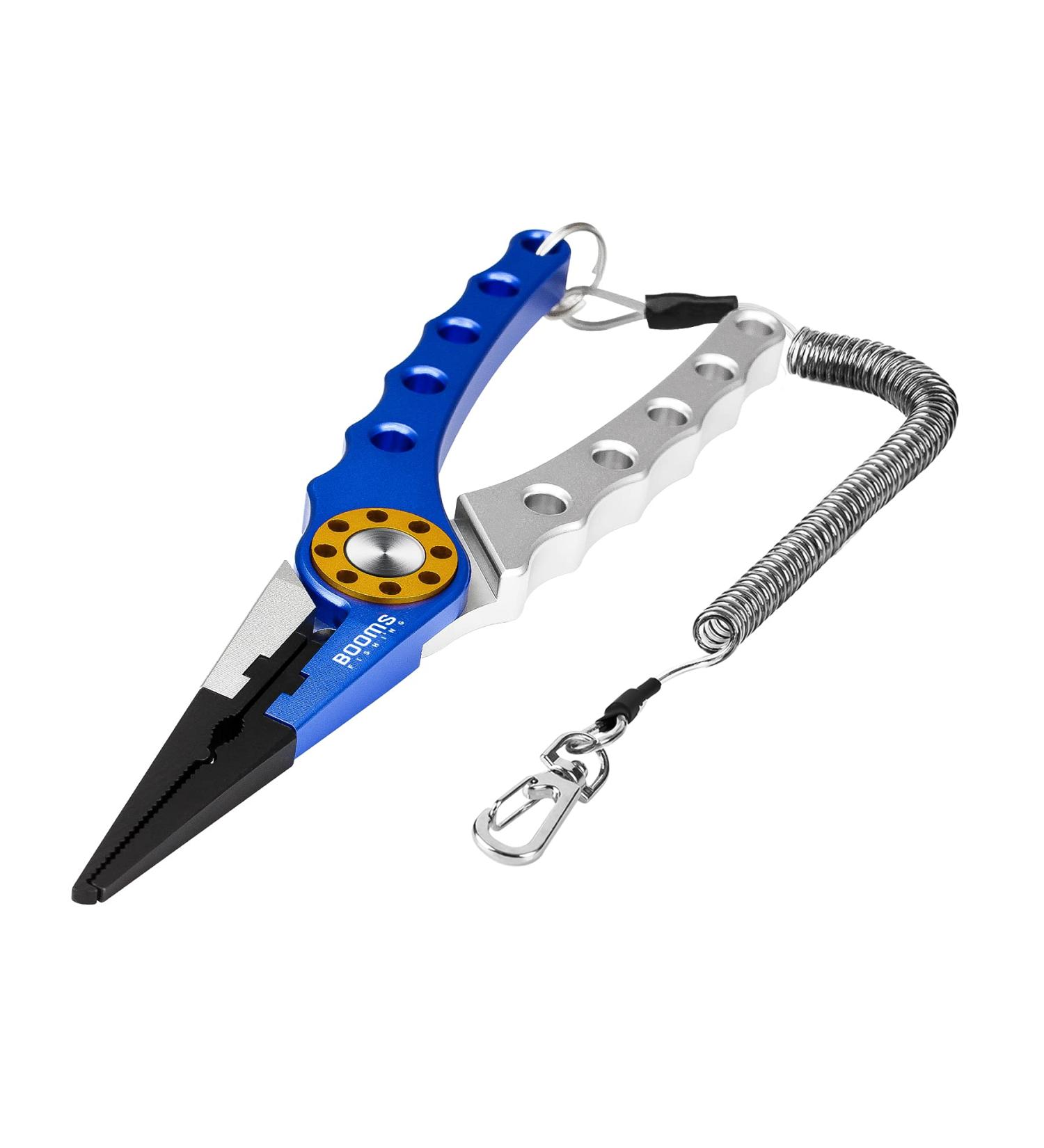 Booms Fishing X1 Aluminum Pliers Saltwater Surf Tackle Kit - Multitool Hook Remover for Braided Line Cutting - Blue with Sheath and Lanyard - Buy Online on GoSupps.com