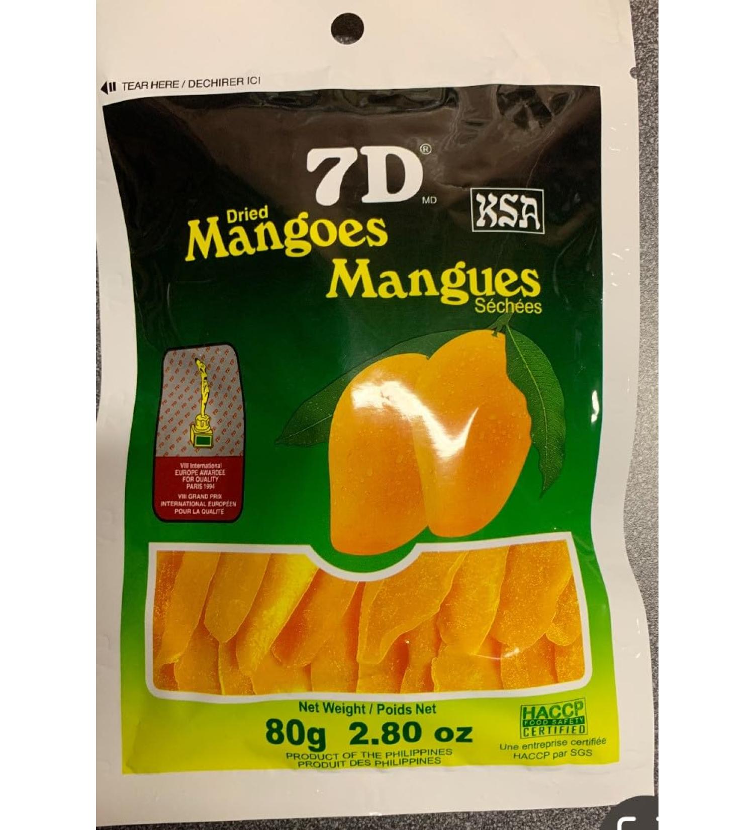 7D Dried Mangoes 80 gram 5 pack