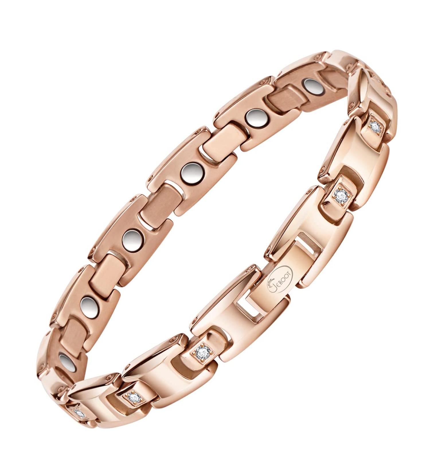 Jeroot Titan Magnetic Bracelet for Women - 4mm Zirconia Adjustable Band with Gift Box (3500 Gauss) - Stylish Strong Magnetized Jewelry - Buy Online on GoSupps.com