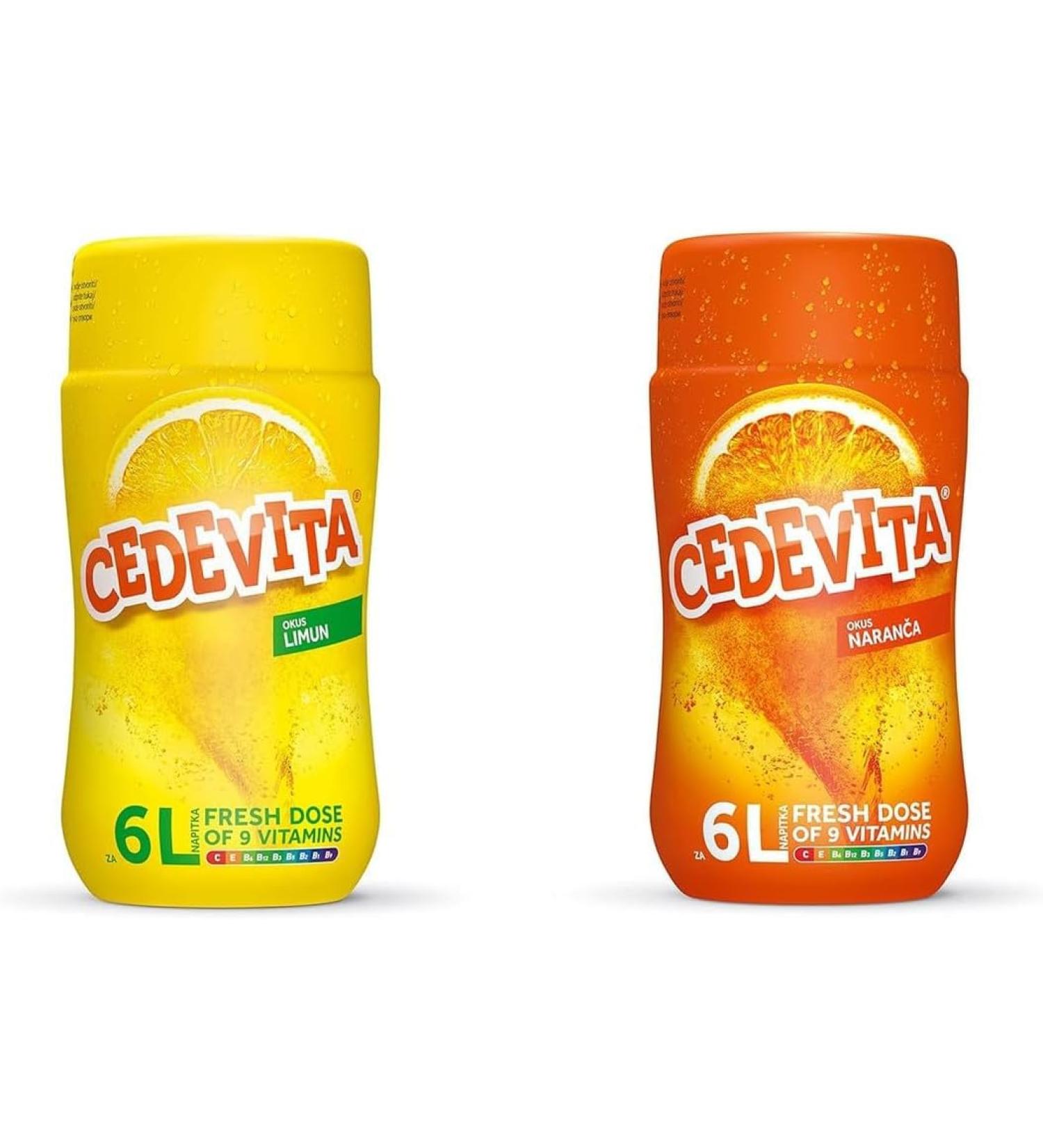 2 x Cedevita Lemon/Cedevita Orange Instant Vitamin Effervescent Powder 2 x 455 g makes 12 L of non-alcoholic juice