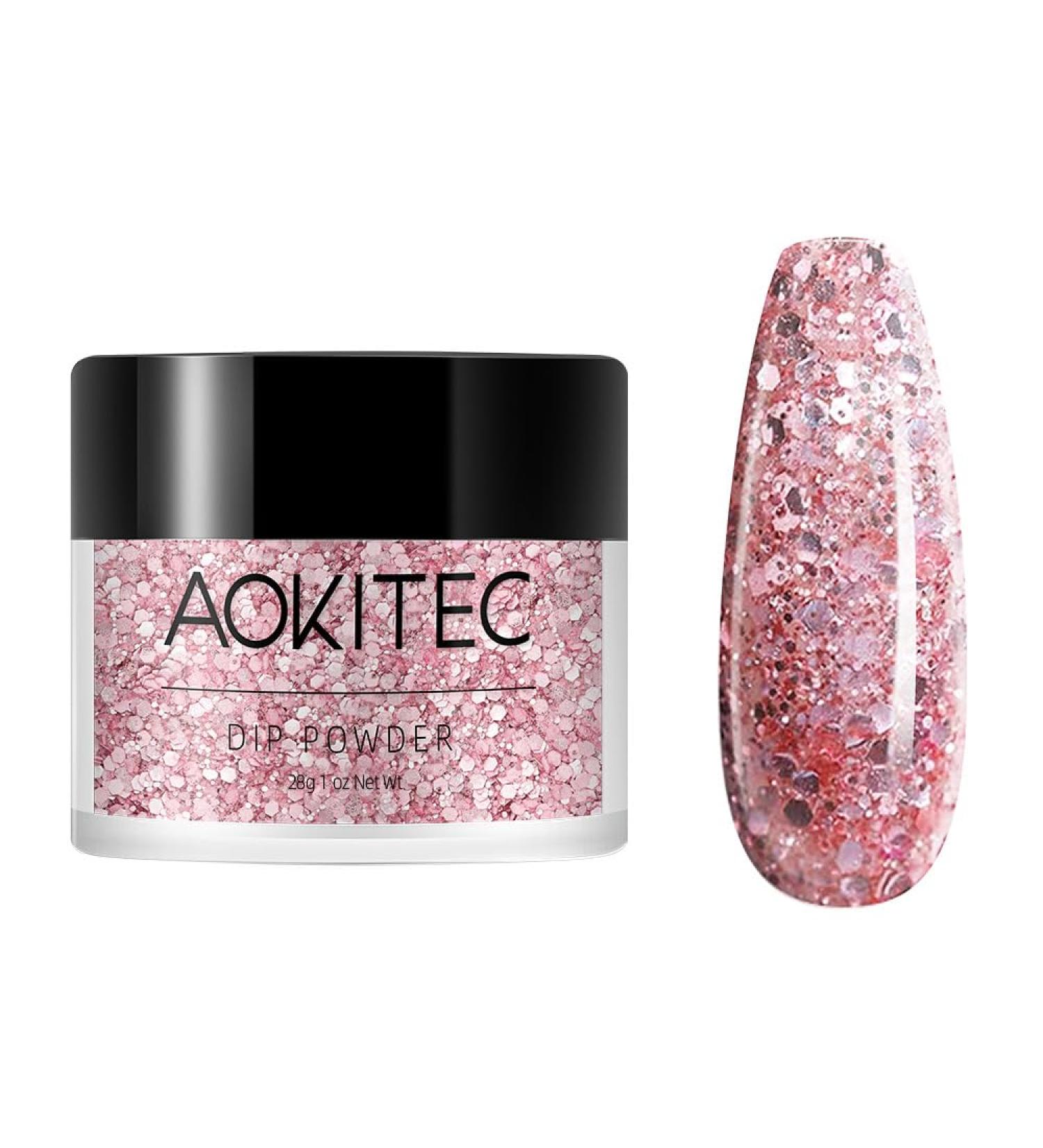 Aokitec 28g Shining Pink Nail Dipping Powder - French Powder Pro Collection for DIY Manicure - Long-Lasting & Odor-Free Formula - Buy Online on GoSupps.com