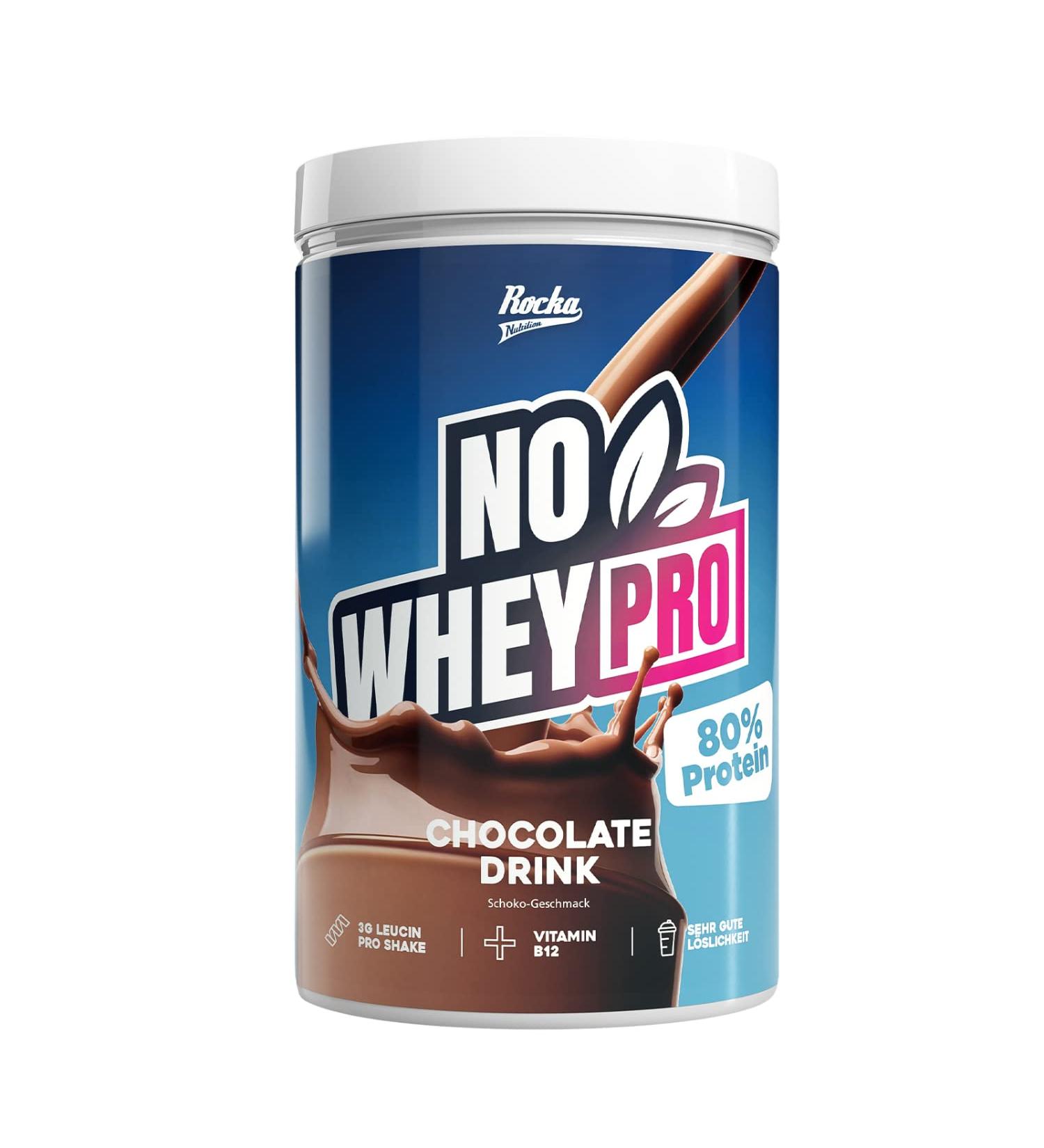 Rocka Nutrition No Whey Pro Vegan Protein - 24g Plant-Based Protein Powder with Amino Acids & Vitamin B12 | 1kg Chocolate Flavor - International Shipping - Buy Online on GoSupps.com
