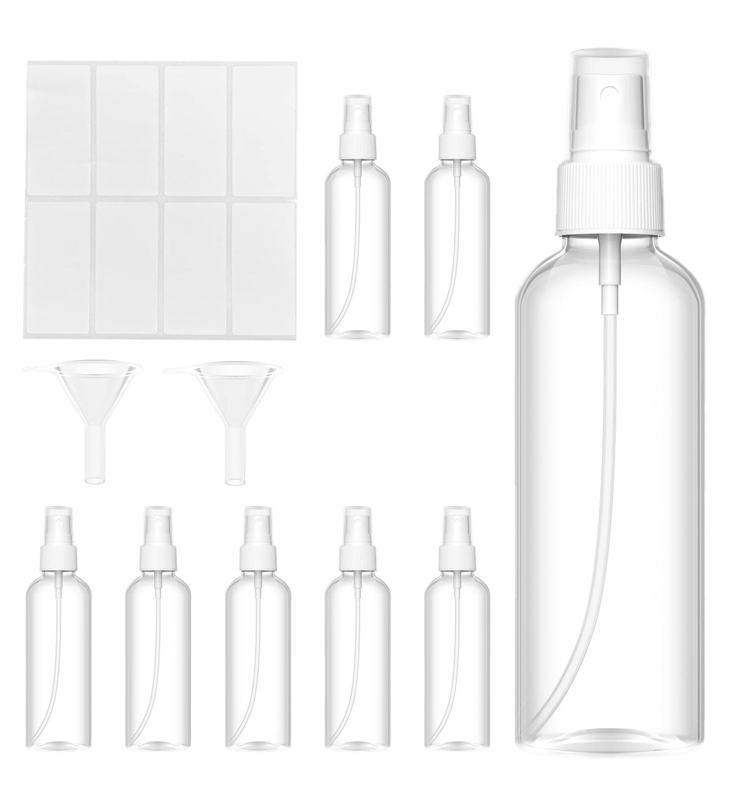 UooTach 8 x 100ml Portable Spray Bottles - Atomizer with Labels & 2 Horses for Perfume Oils Disinfection - Travel-Friendly Refilling Solution - Buy Online on GoSupps.com
