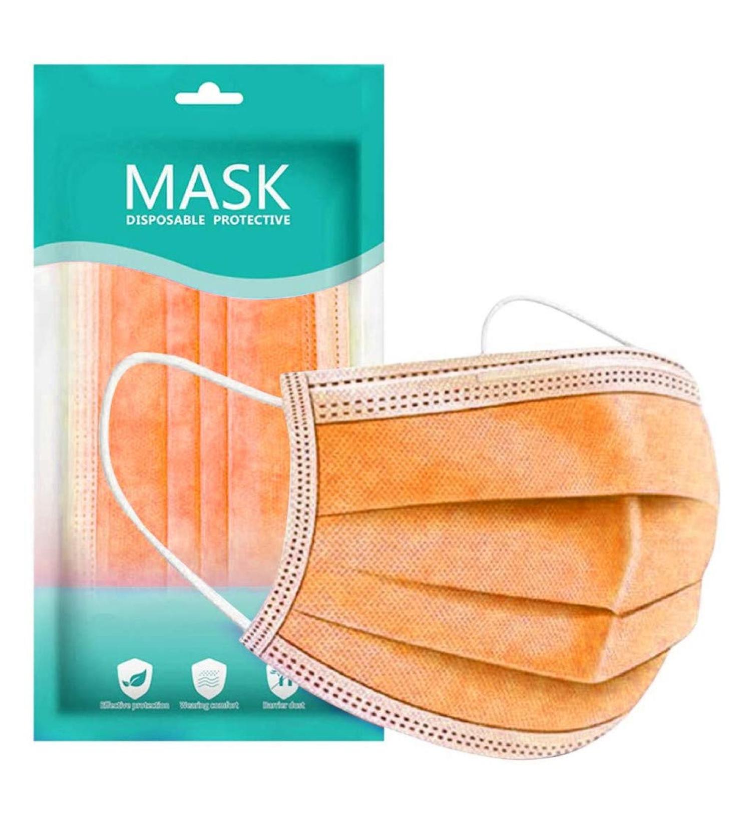 Disposable Face Cover 3-Ply Outdoor Breathable Mouth Protection Bandanas for Women and Men 10PC Orange - Buy Online on GoSupps.com