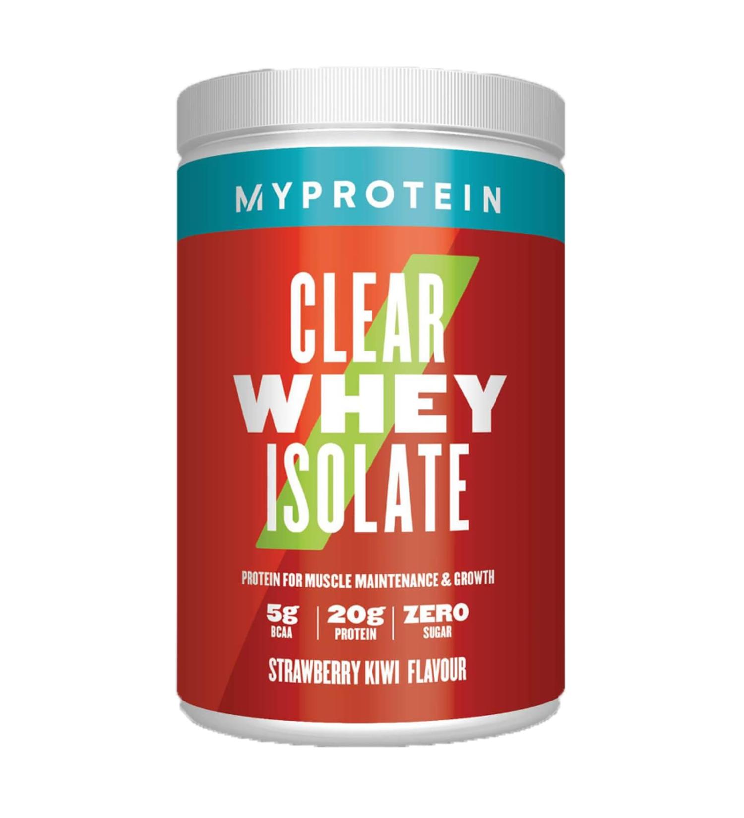 Myprotein Clear Whey Isolate Protein Powder - Strawberry Kiwi - 500g - 20 Servings - Cool and Refreshing Whey Protein Shake Alternative - 20g Protein and 4g BCAA per Serving Strawberry Kiwi 500 g (Pack of 1)