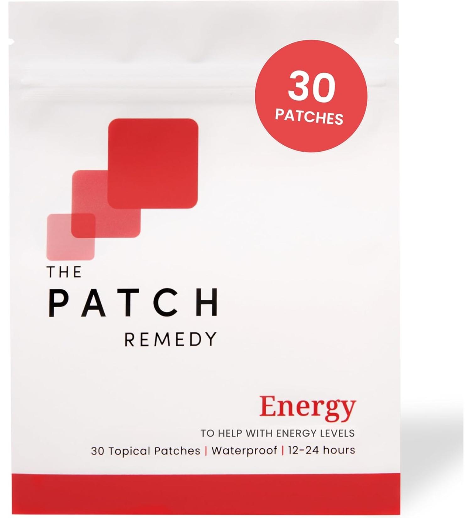 The Patch Remedy Energy Patches - 30 Topical Patches with Caffeine from Guarana Extract, Taurine, Glucuronolactone, Green Tea, Vitamin B3, B5, B6, Transdermal Caffeine Patches Energy - Buy Online on GoSupps.com