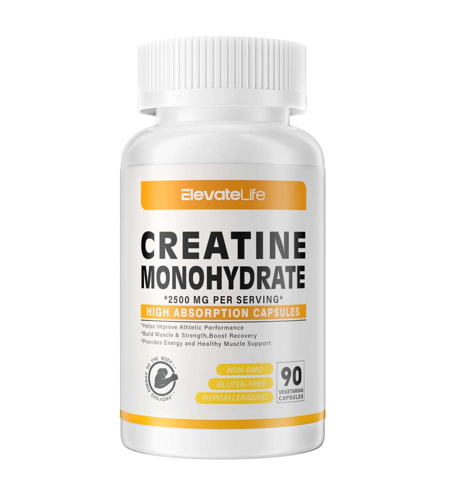 Buy Creatine Monohydrate 2500mg - 90 Capsules | Gluten Free Non-GMO Supplement | International Shipping Available - Buy Online on GoSupps.com