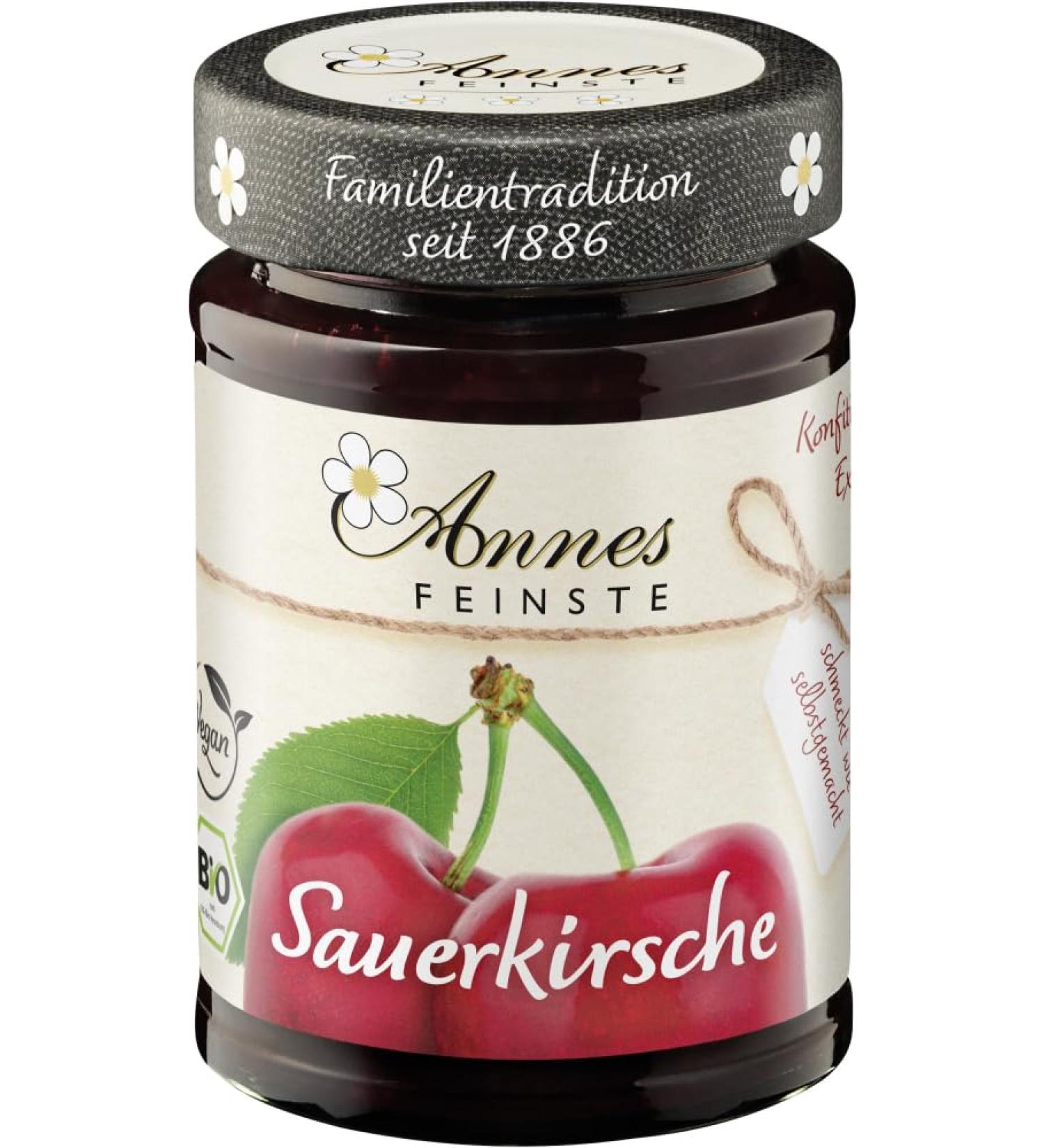 Annes Feinste Pack of 2 Organic Sauerkirsch Extra Cherry Jam Cones (2 x 225 g)