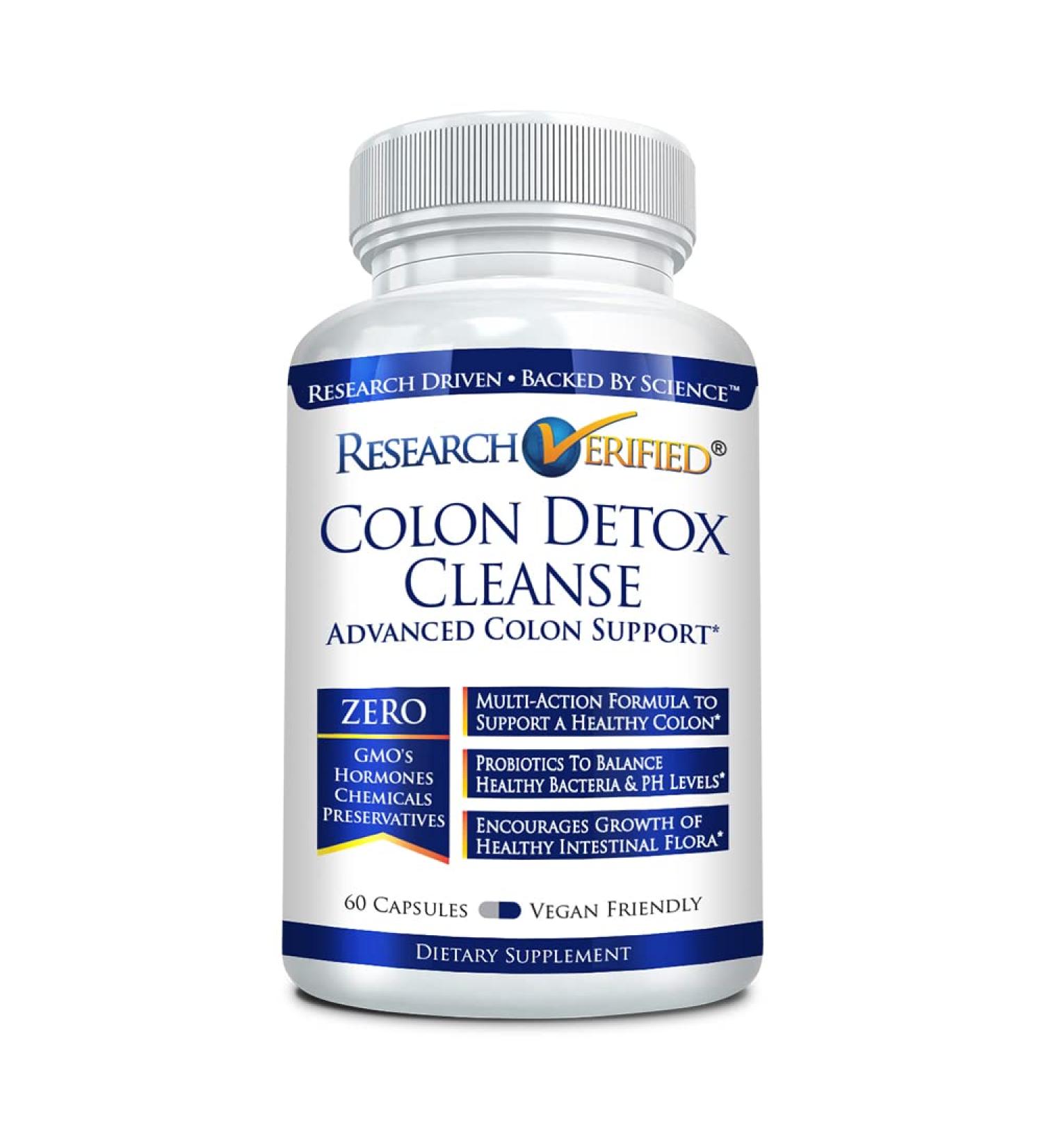 Research Verified Colon Detox Cleanse - Natural Probiotic Formula - 19 Tested Ingredients - 100% Money Back Guarantee - 1 Bottle - Buy Online on GoSupps.com
