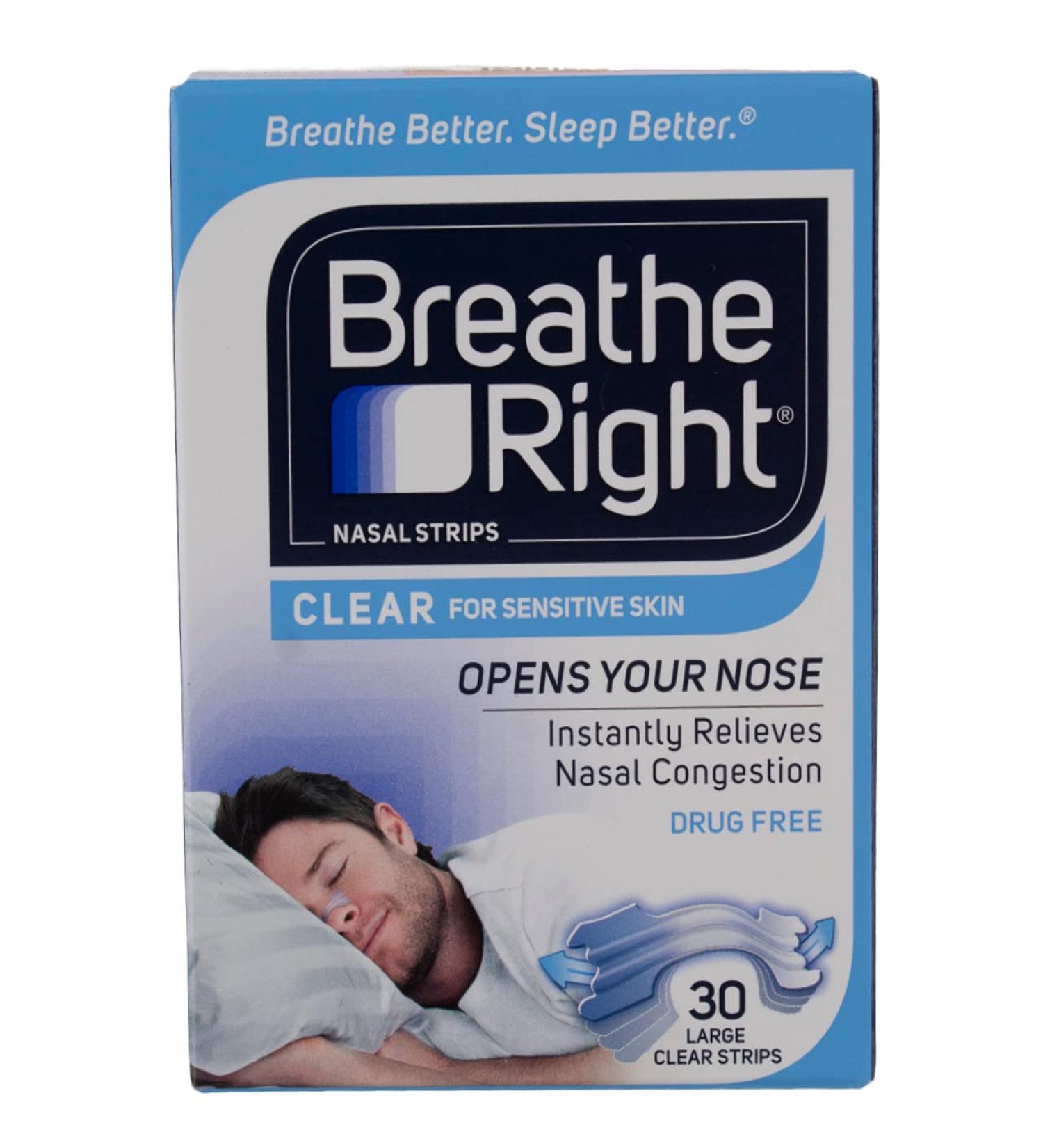 (120 Strips) Breathe Right Clear Nasal Strips - Large Size for Sensitive Skin - Buy Online on GoSupps.com