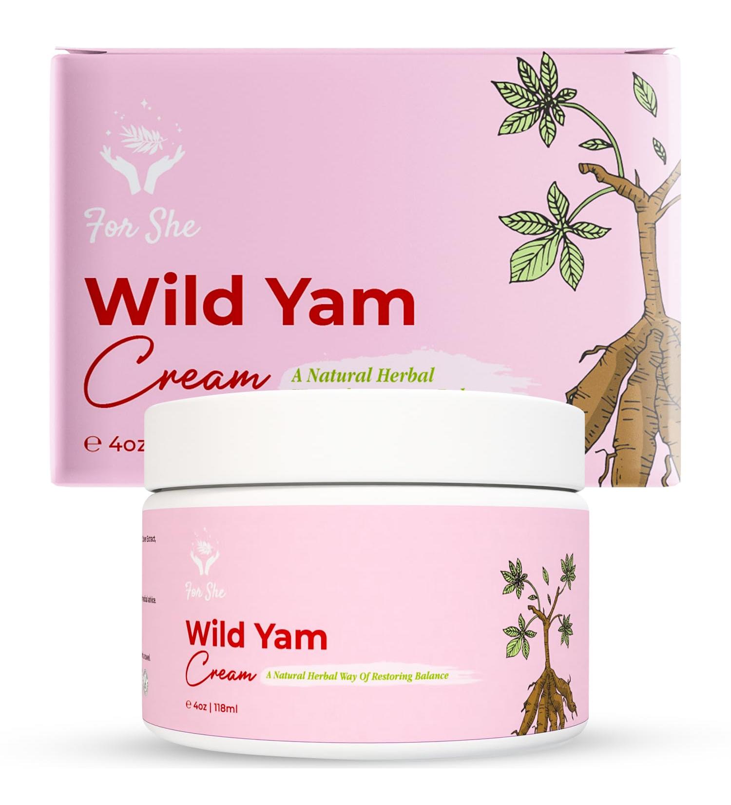 Wild Yam Cream - Natural Relief for Menopause Symptoms and Hormone Balance - Vegan Enriched with Red Clover Extract Coconut Oil & Vitamin A - Perimenopause Symptoms and Dry Skin Relief 118ml - Buy Online on GoSupps.com