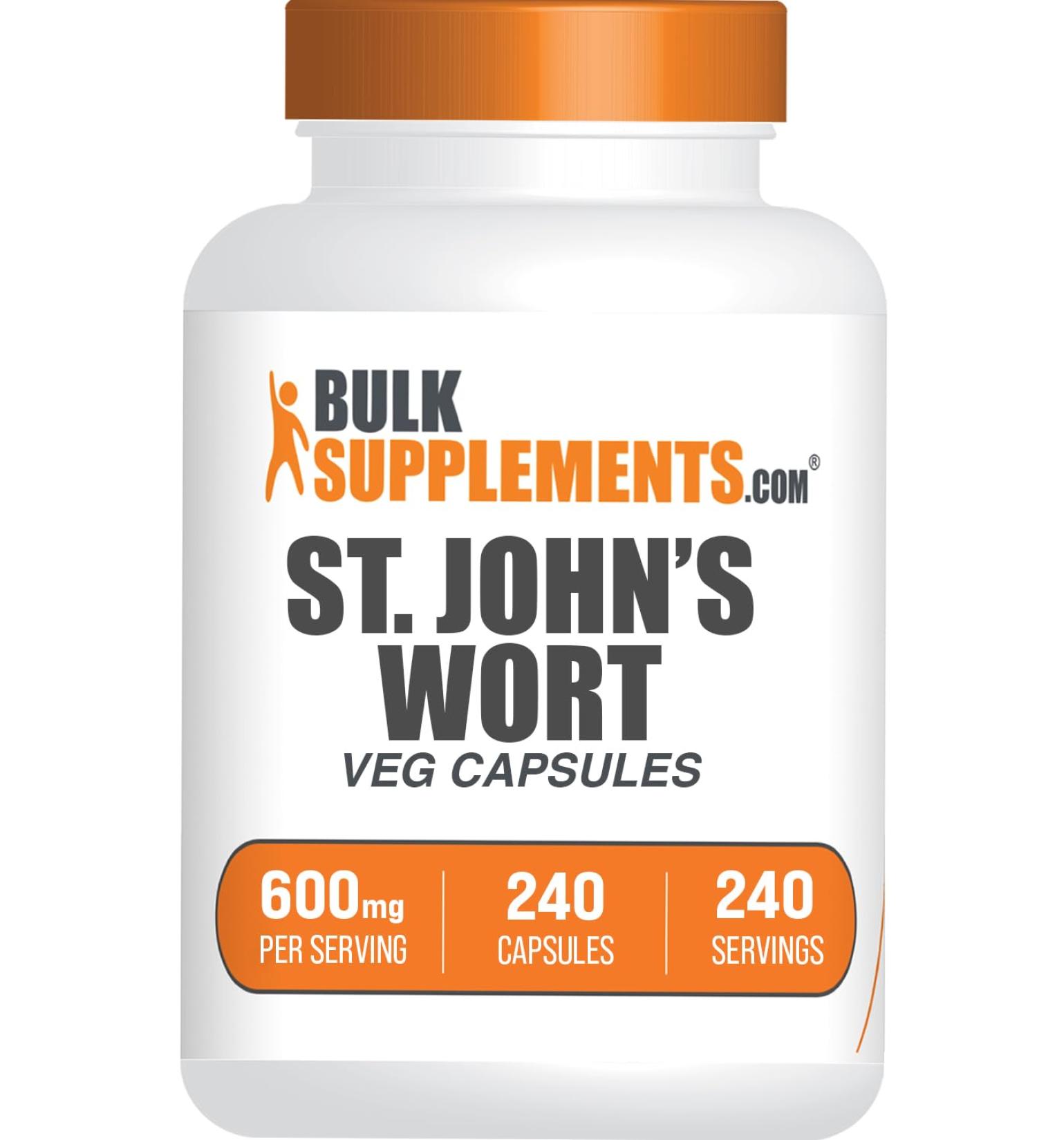 BulkSupplements.com St. Johns Wort Capsules - Hypericum Perforatum St. John's Wort Herbal Supplements - Vegan 1 Capsule per Serving 240 Veg Capsules (Pack of 1) - Buy Online on GoSupps.com