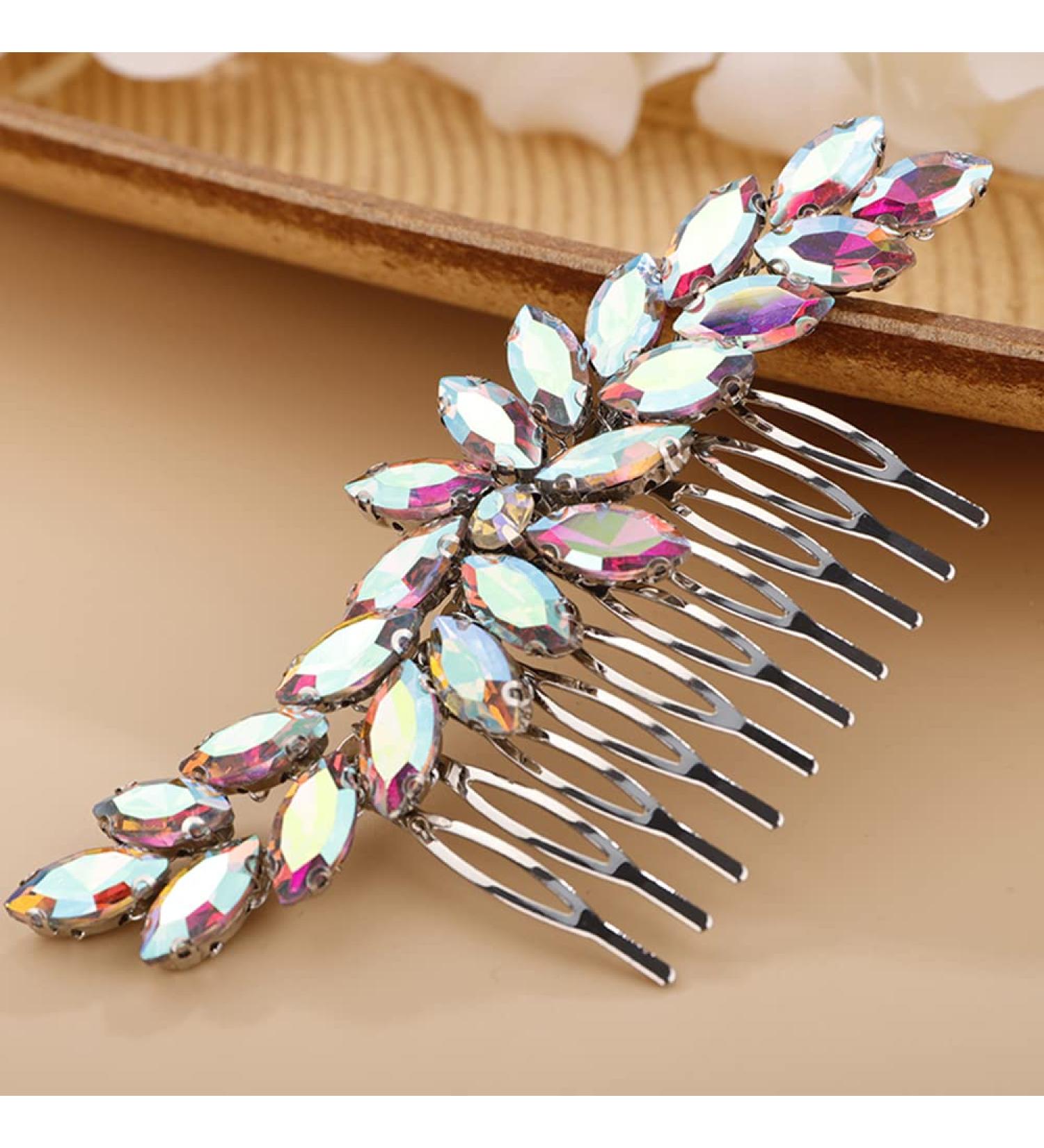 BERYUAN Women Crystal Flowers Hair Comb Teardrop Rhinestone Hair Comb for Wedding Women and Girls Hair Comb Slide Bride Hair Accessories for Brides Bridemaids (AB) - Buy Online on GoSupps.com