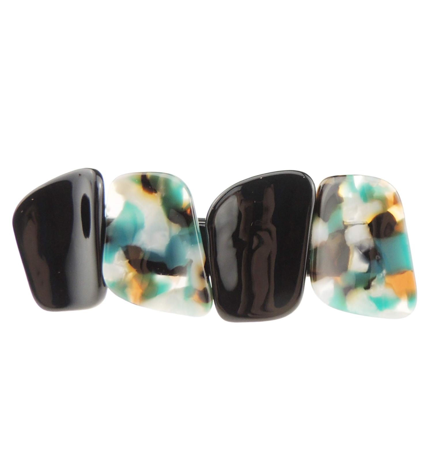Glamour Girlz Ladies Large Two Tone Pebble Hair Clip Black/Multi
