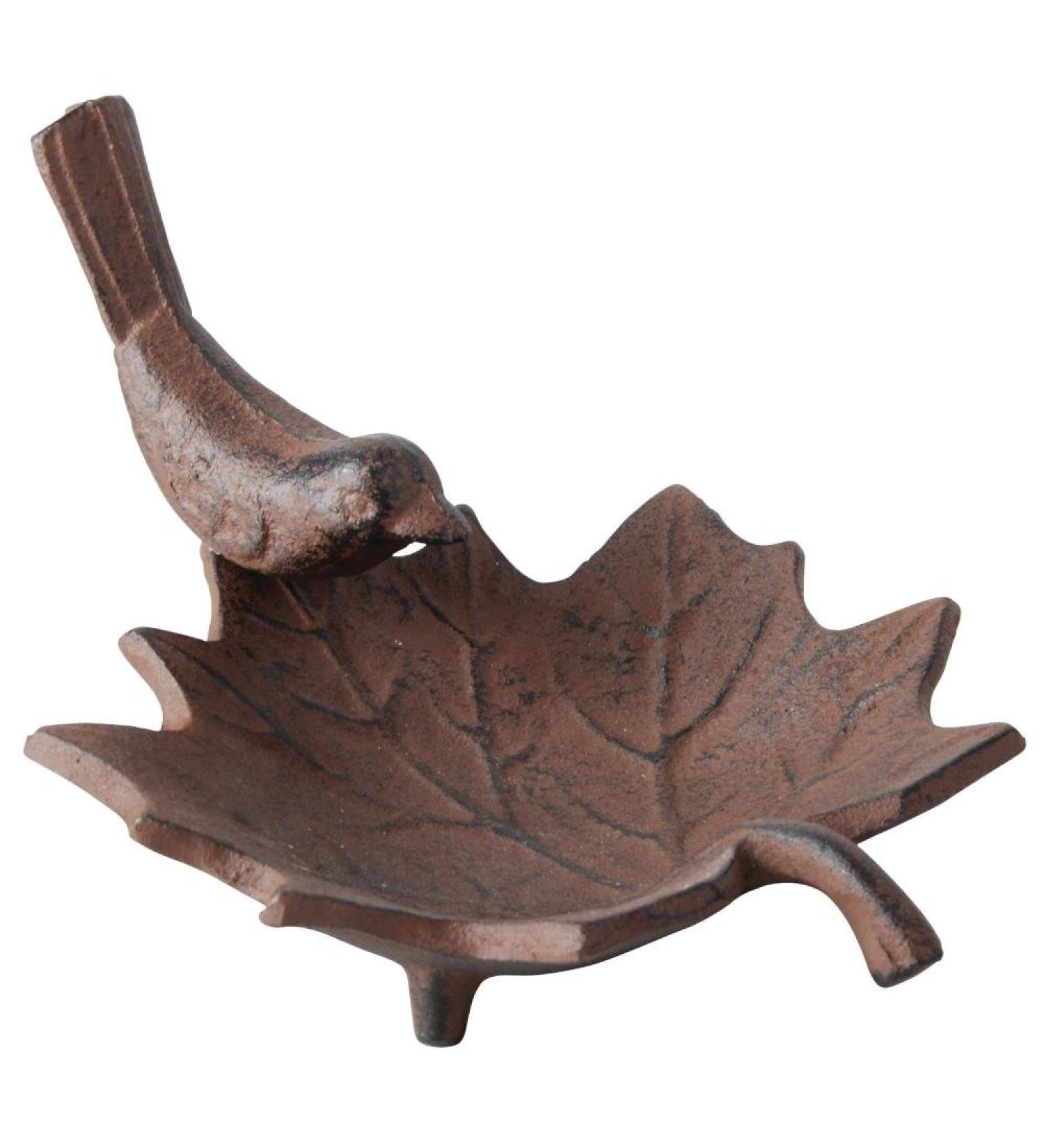 Fallen Fruits FB152 Small Cast Iron Bird Bath, Antique Brown 1 Brown