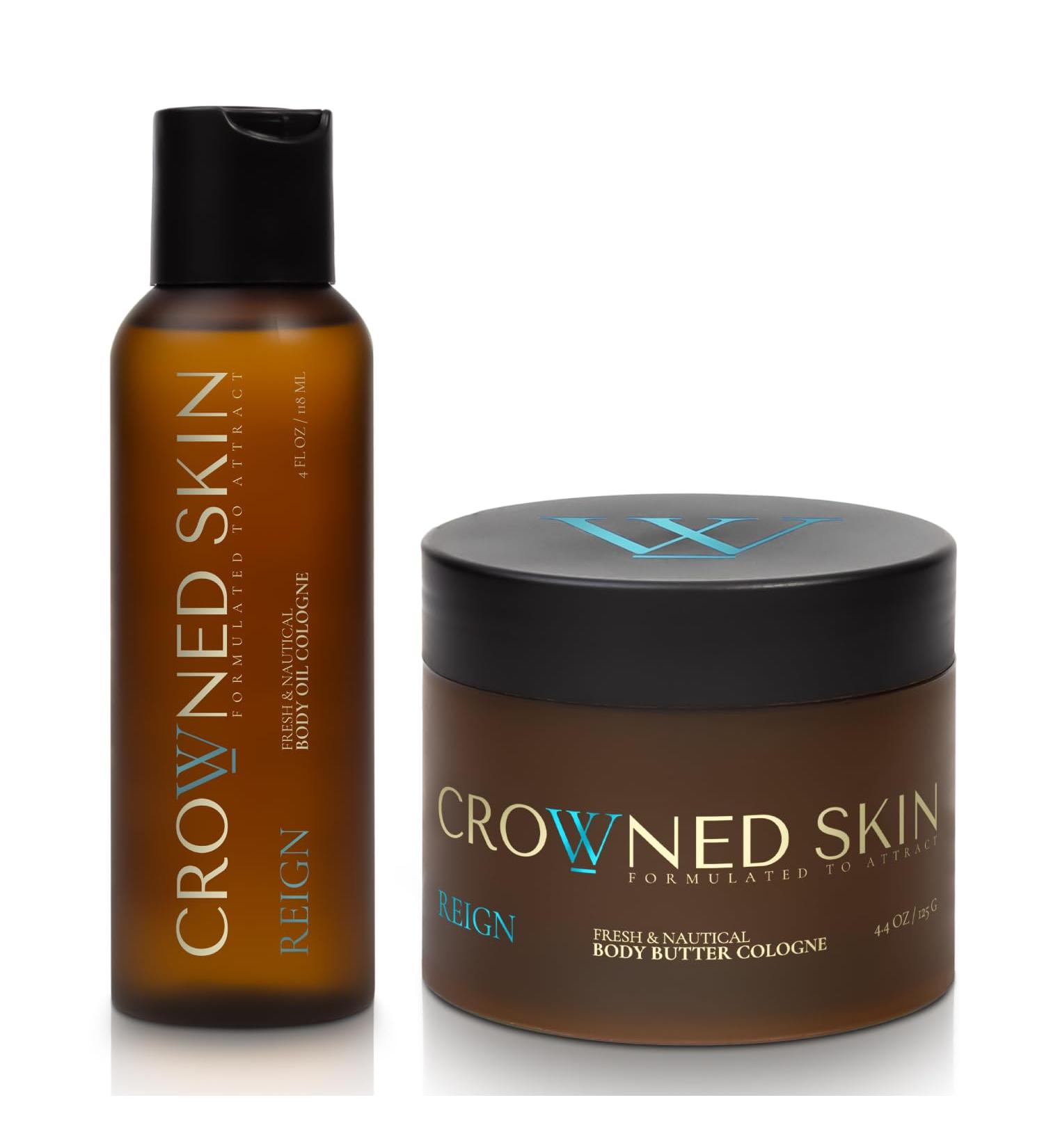Crowned Skin Reign Body Butter Cologne and Body Oil Cologne Bundle | New Moisturizing Formula | Skin Care Set with Pink Pepper & Bergamot Scent | Natural Shea & Mango Butters | All-Day Fragrance Reign Bundle 4.2 Fl Oz (Pack  - Buy Online on GoSupps.com