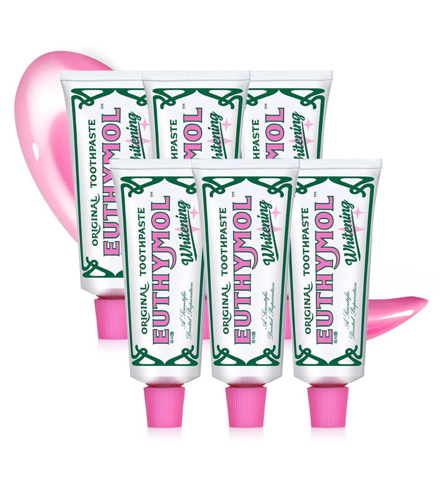 Euthymol Whitening Toothpaste 75ml x 6 Contains Fluoride Vitamin E Non-GMO Gluten Free Plaque Removal Cavity Protection Antibacterial White Clean Teeth Freshens Breath Refreshing Dental Care - Buy Online on GoSupps.com