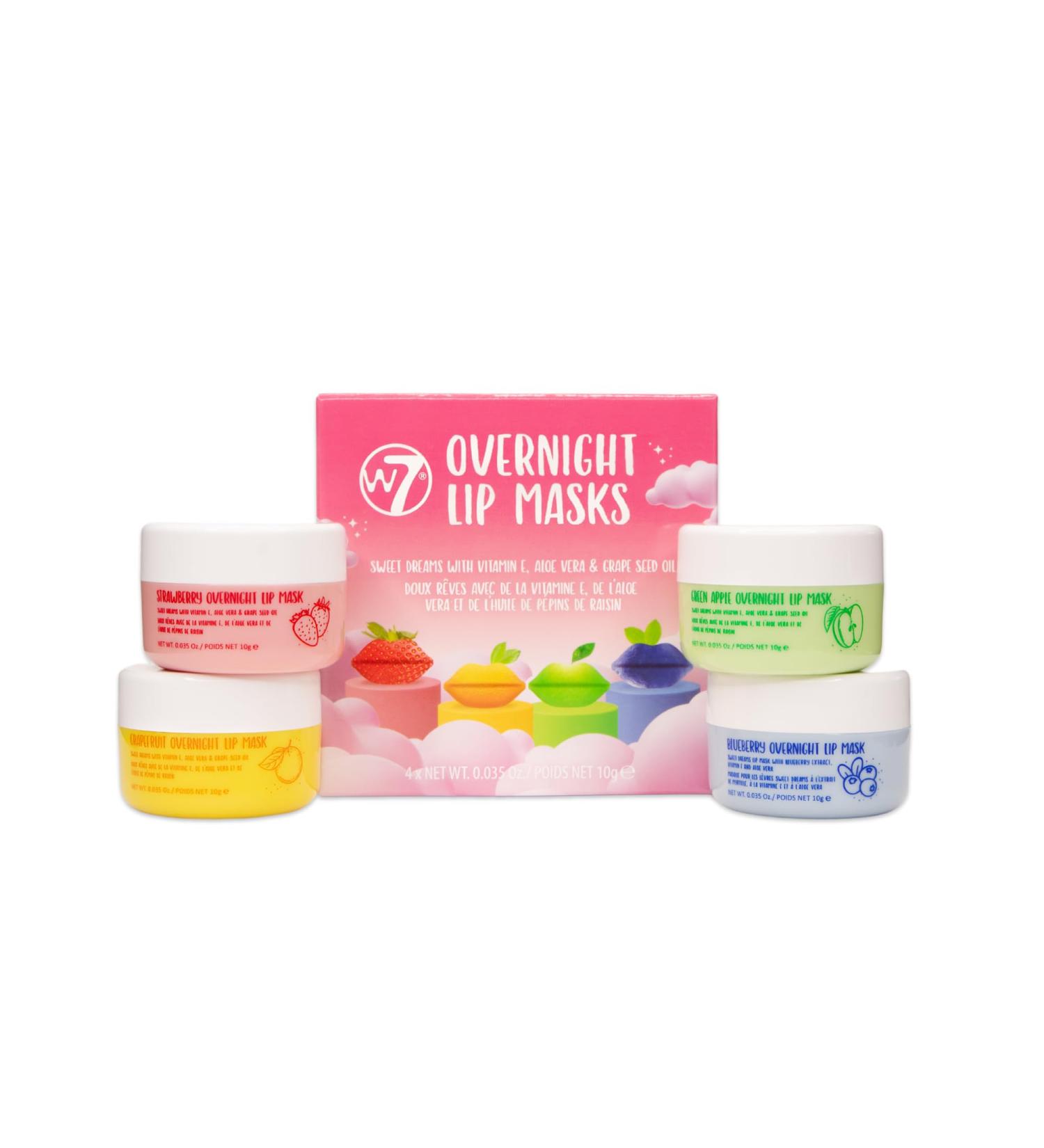 W7 Sweet Dreams Overnight Lip Masks Gift Set - Hydrating Lip Treatment with Aloe Vera & Vitamin E (4x10ml) - Perfect Stocking Stuffer for Soft Moisturized Lips - Buy Online on GoSupps.com