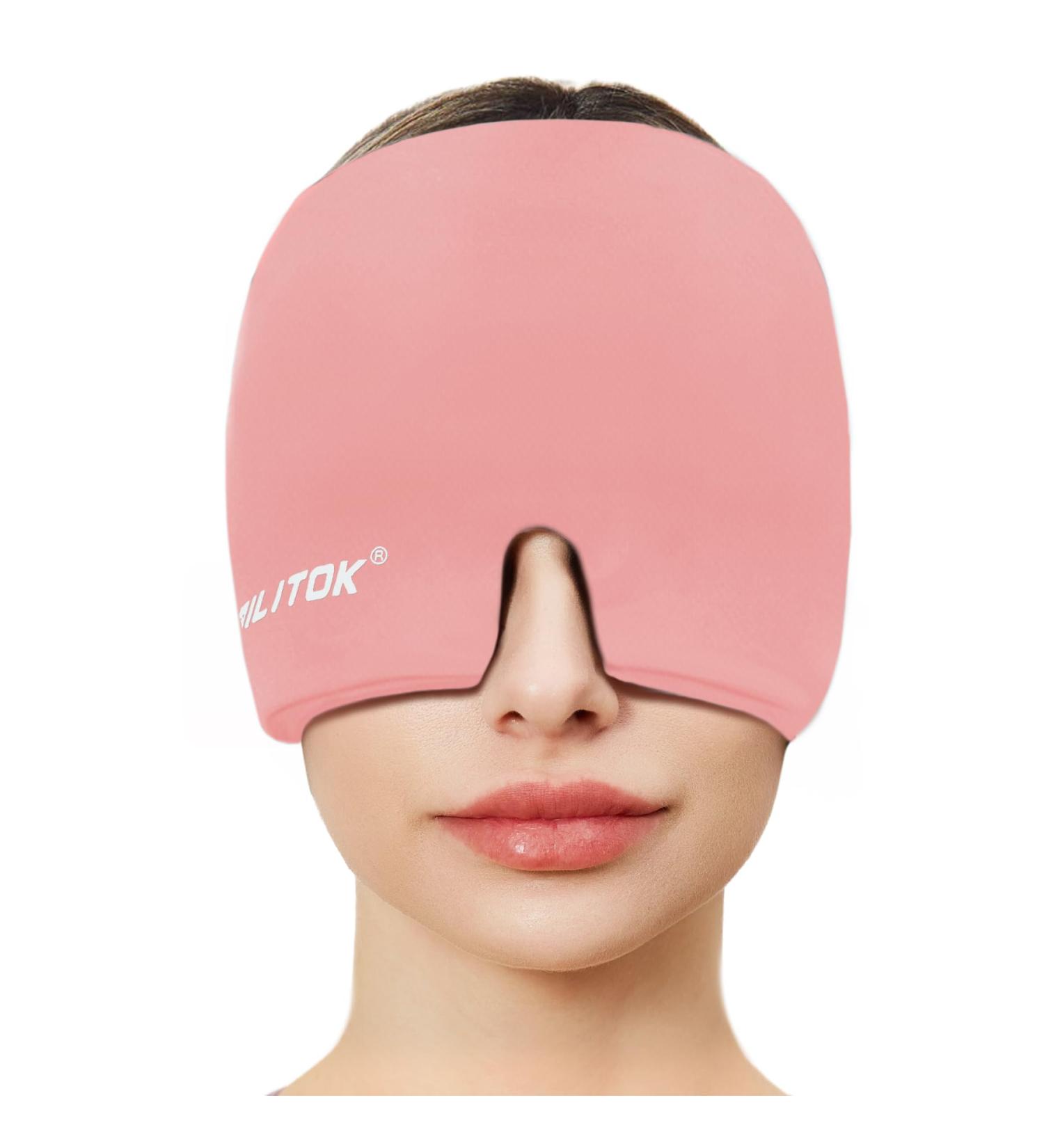 Migraine Relief Gel Ice Head Wrap Hot and Cold Therapy Headache Relief Hat Migraine Cap for Puffy Eyes Headache Eyes Mask for Sinus Tension and Stress Relief Pink - Buy Online on GoSupps.com