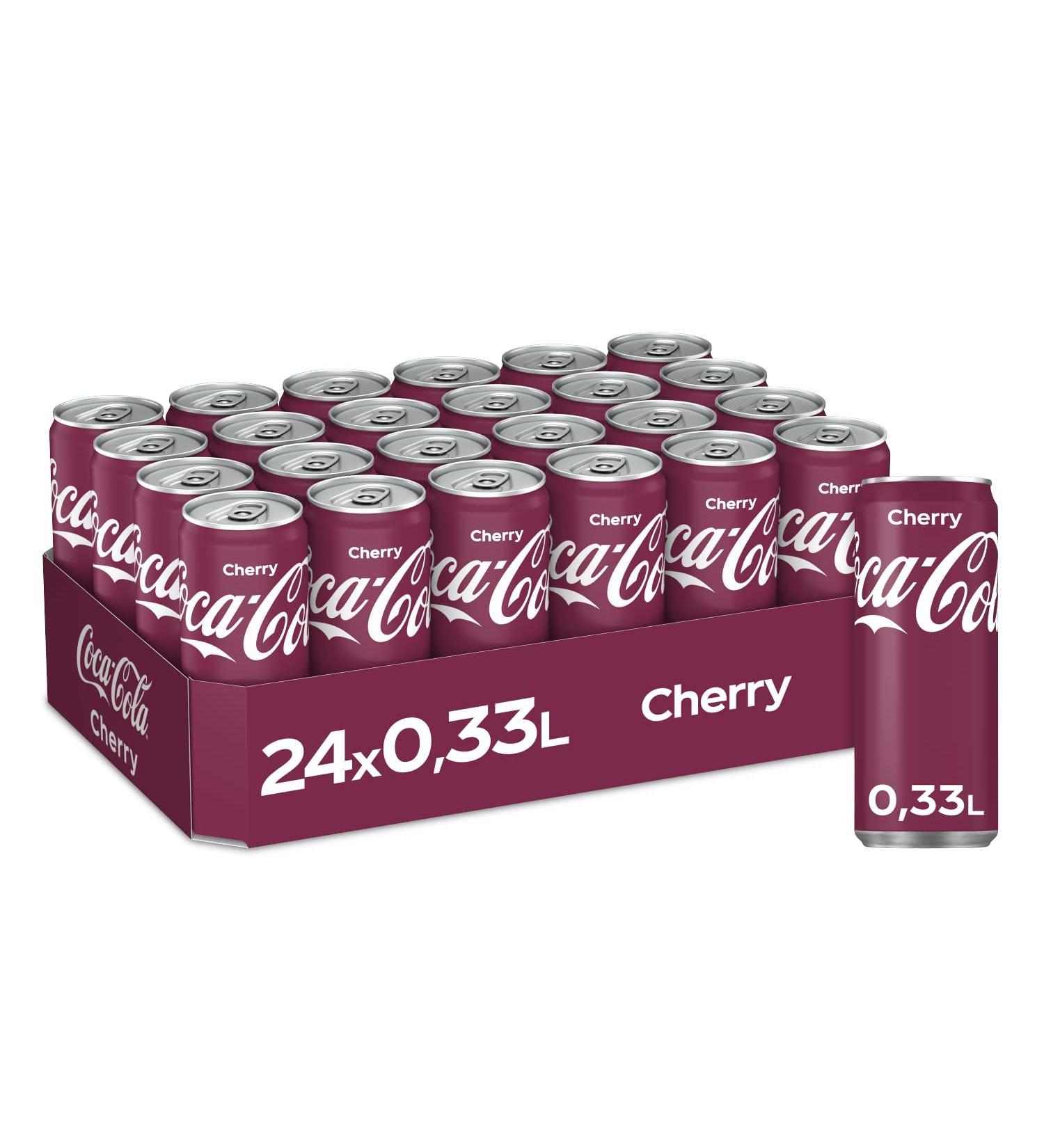 Coca-Cola Cherry - fruity soft drink with cherry flavor - caffeinated soft drink in disposable cans (24 x 330 ml)