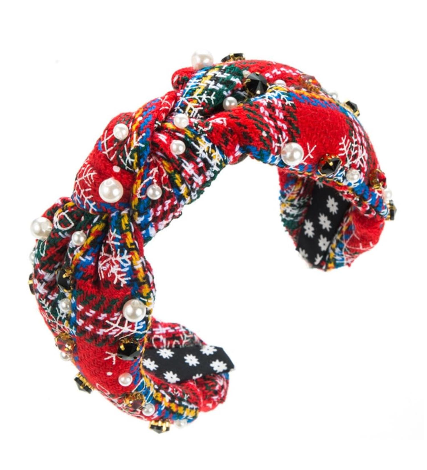 TQUXNGA Knot Christmas Headband Color Matching Pearl Embellished Yoga Sports Christmas Headband for Woman Red and green - Buy Online on GoSupps.com