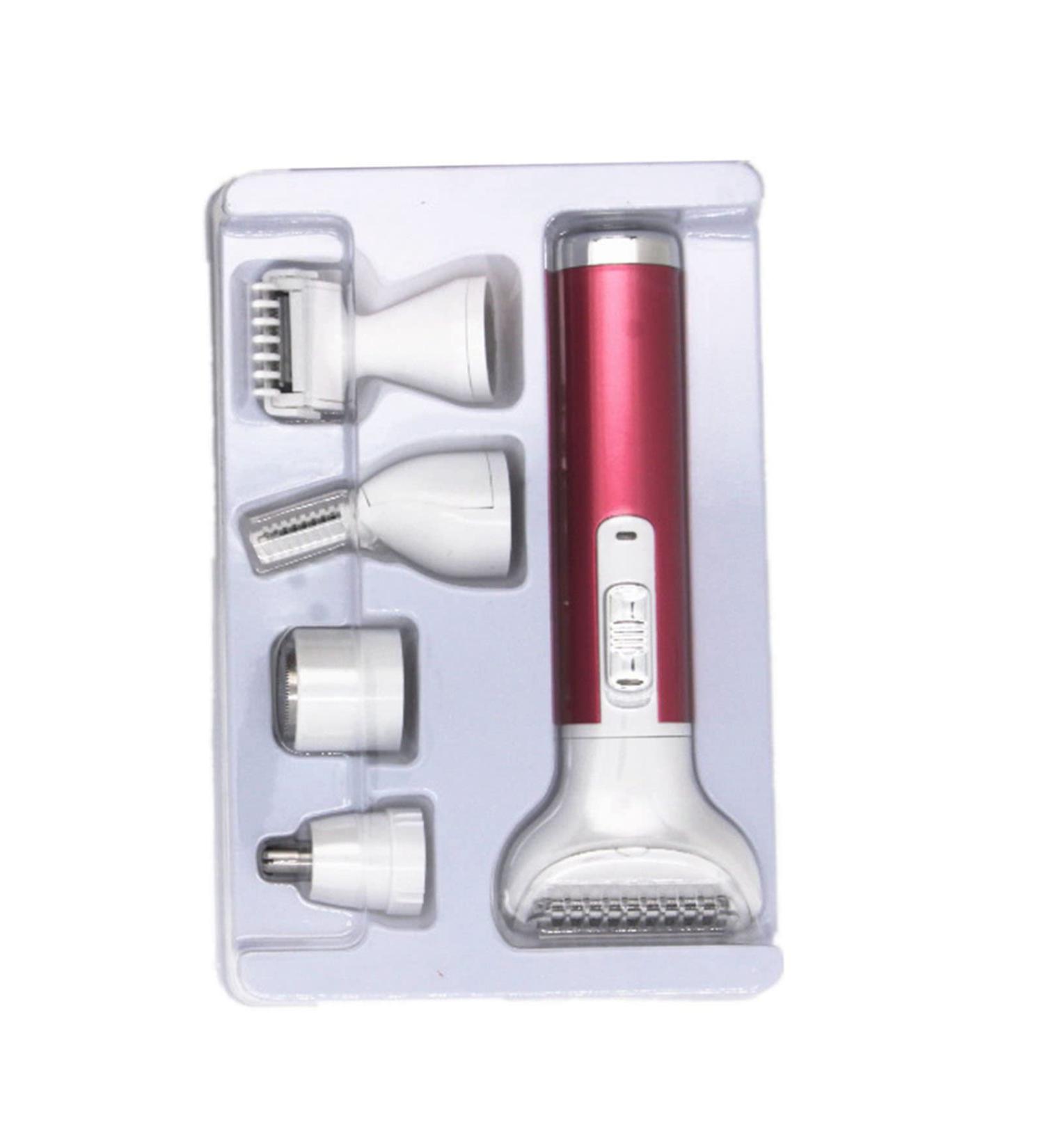 ZJchao 5-in-1 Waterproof Women's Hair Removal Trimmer - Mini Electric Clipper for Legs Arms Armpits & Bikini Line - USB Rechargeable Groomer in Rose Red - Buy Online on GoSupps.com
