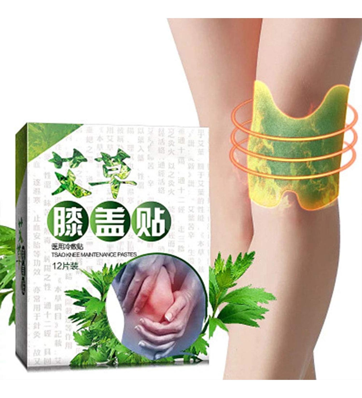 Knee Pain Relief Moxa Patches - 12 Self-Heating Wormwood Stickers for Sciatica & Leg Discomfort - Buy Online on GoSupps.com