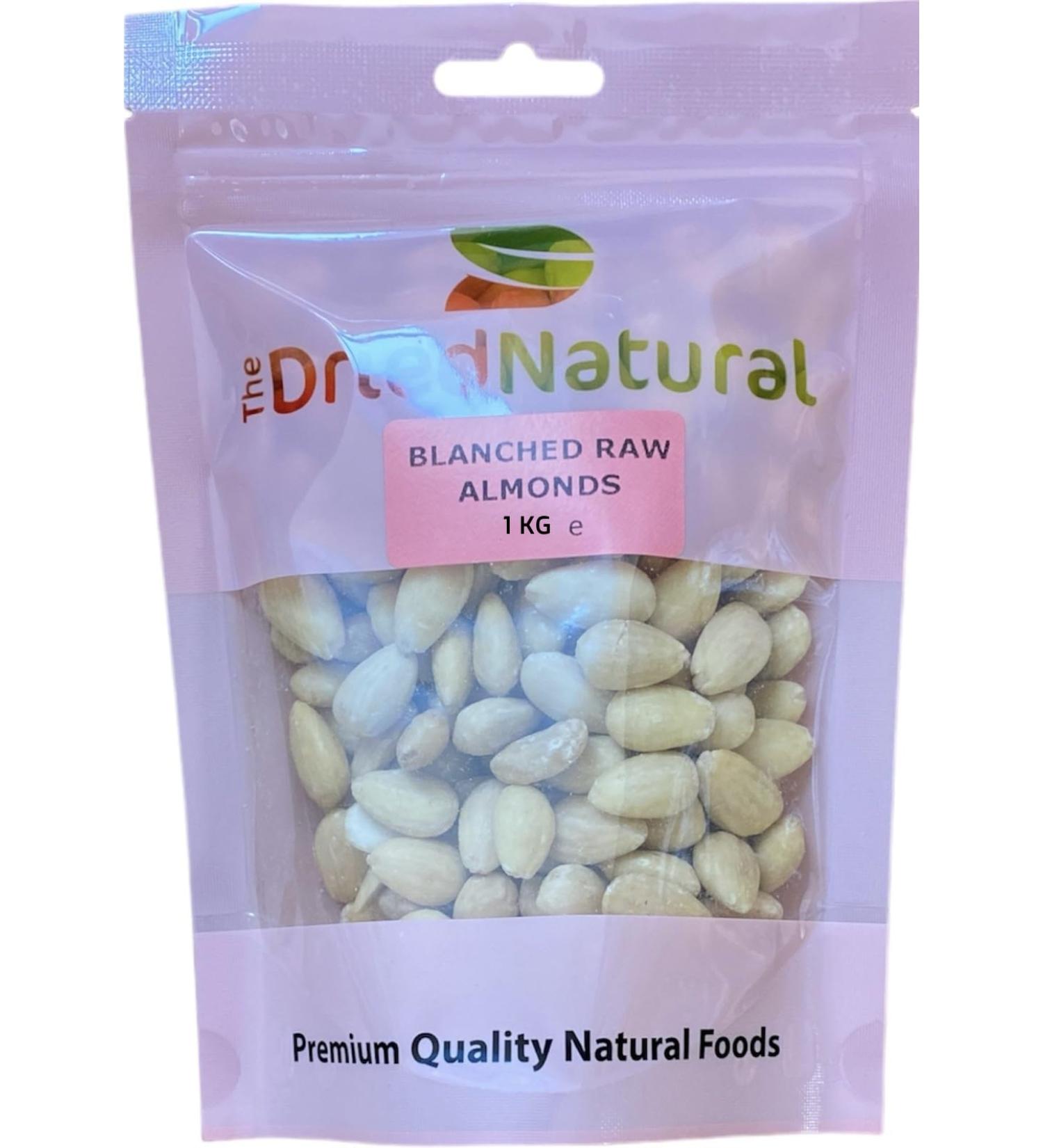 Blanched ALMONDS Whole Raw Premium Quality (180 g - 5 kg) - The Dried Natural (1 KG) Almond 1 KG