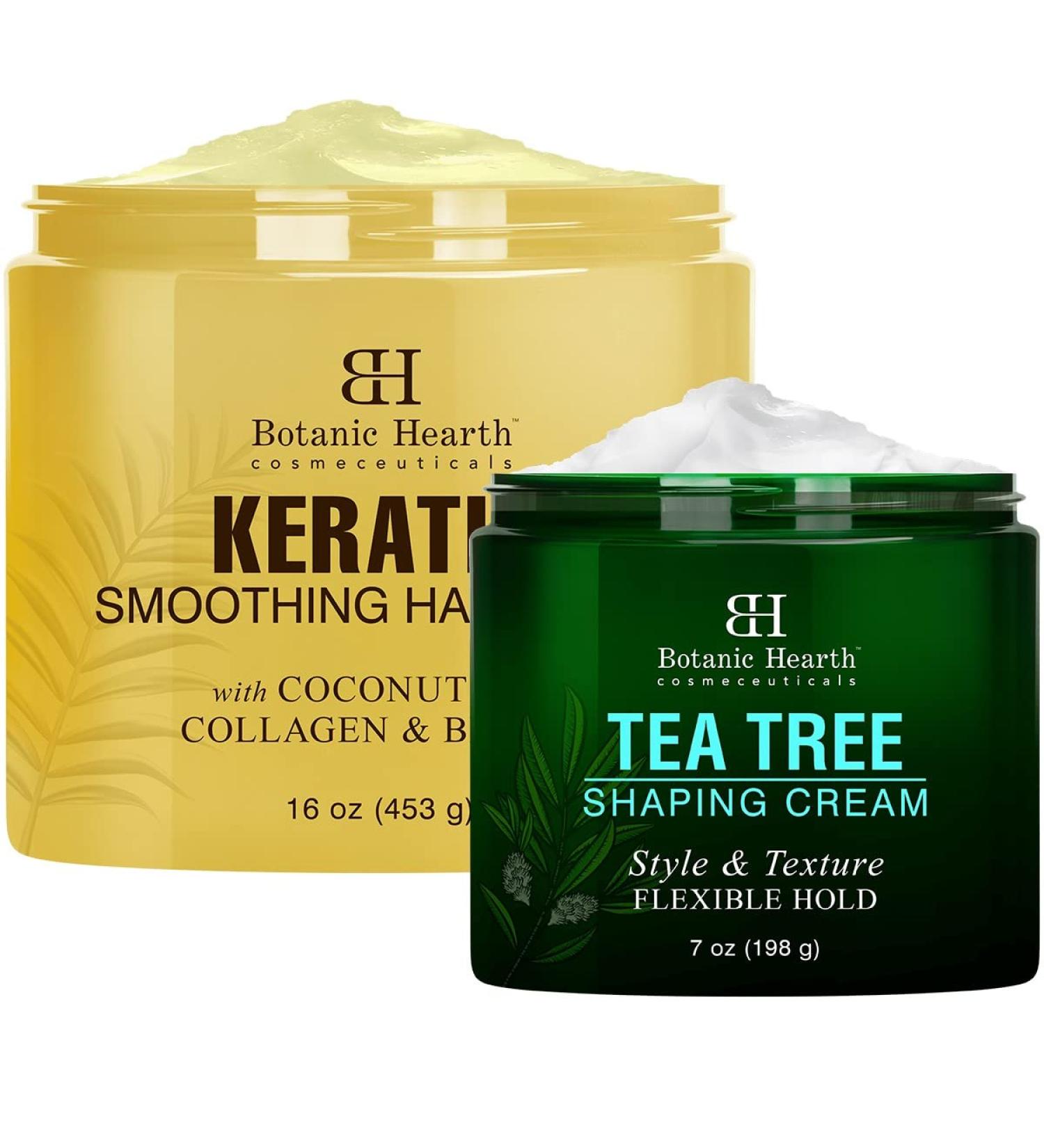 Botanic Hearth Tea Tree Hair Shaping Cream (7 oz) & Keratin Hair Mask (16 oz) Bundle - Buy Online on GoSupps.com