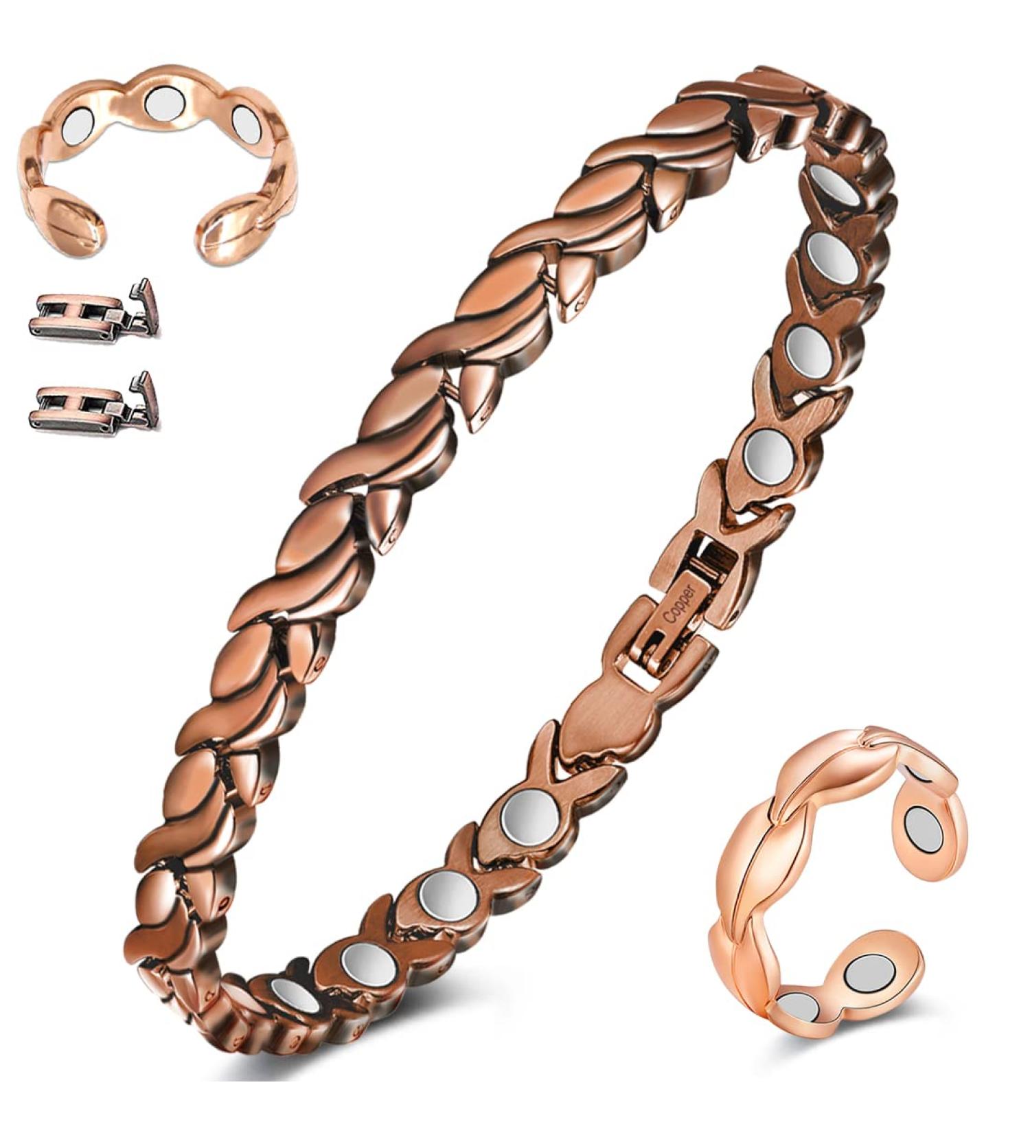 Cigmag Lymphatic Drainage Copper for Women - Ultra Strength Magnet, 99% Pure Copper, Adjustable Tool - Gift Box - Fishtail Design - Buy Online on GoSupps.com