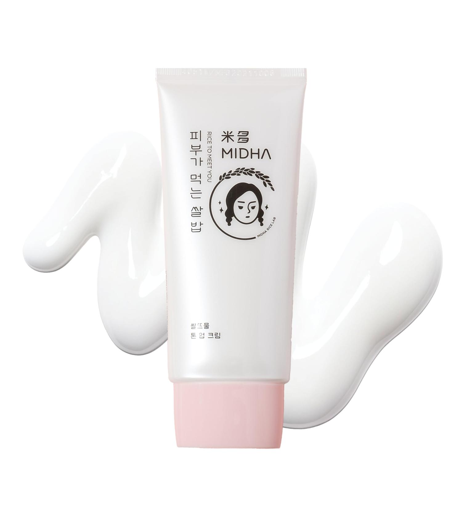 MIDHA RICE TONE UP CREAM 1.69fl.oz/50ml Even Skin Tone Hydrating Sheer Natural Tone-Up No Makeup Natural Tone Ideal makeup Primer Non-Sticky Finish Vegan Makeup Base - Buy Online on GoSupps.com