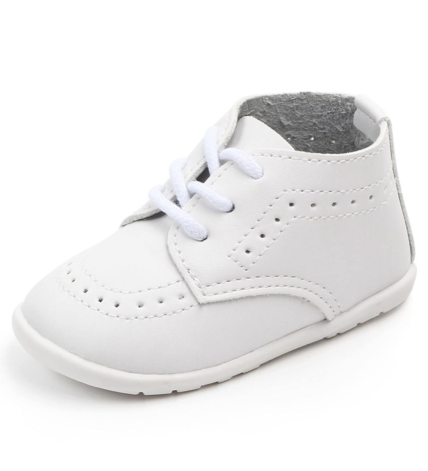 Baby Boys Girls PU Leather Anti-Slip Shoes 6-9 Months - White - Buy Online on GoSupps.com