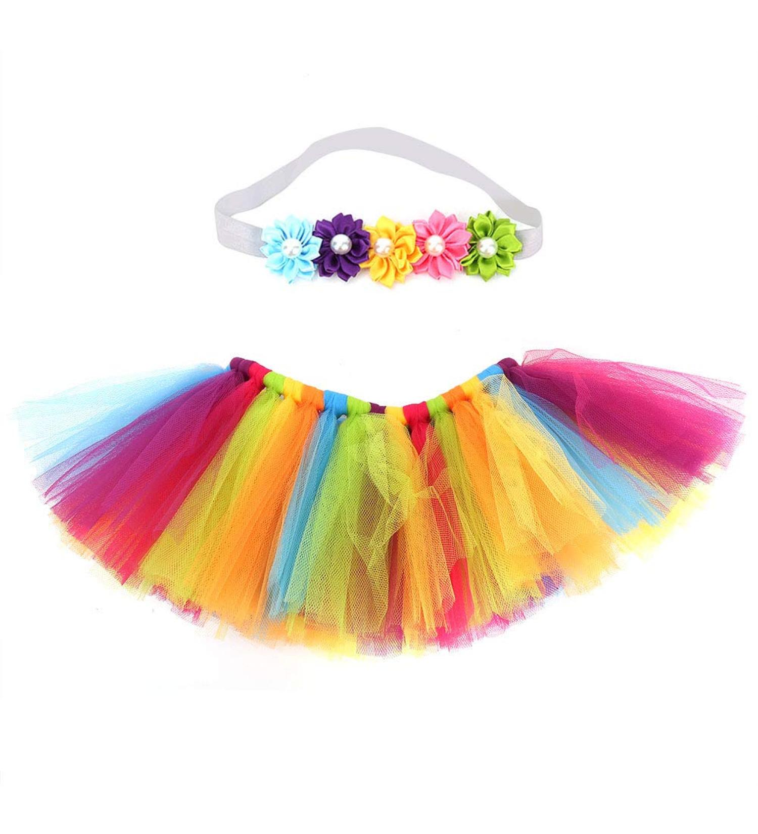 Baby Newborn Photography Props Tutu Dress Set with Headband - Rainbow Bubble Skirt by Hztyyier - Buy Online on GoSupps.com