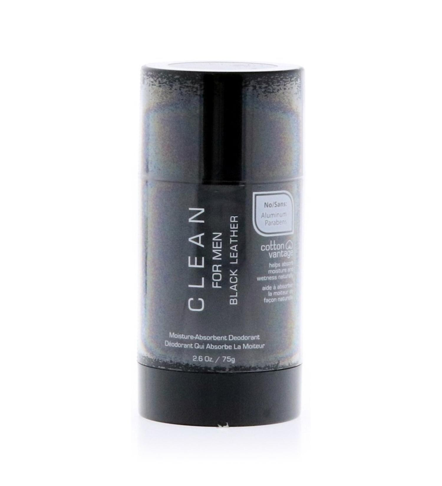 Clean Black Leather Moisture Absorbent Deodorant for Men 75 g
