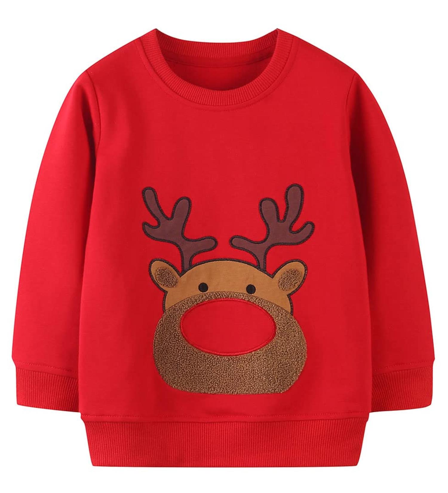 Boys Dinosaur Sweatshirt | Cotton Long Sleeve Pullover | Kids Casual Top | Toddler Girls Shirts | Baby Clothes 1-8 Years | Christmas Elk Design | 5-6 Years - Buy Online on GoSupps.com